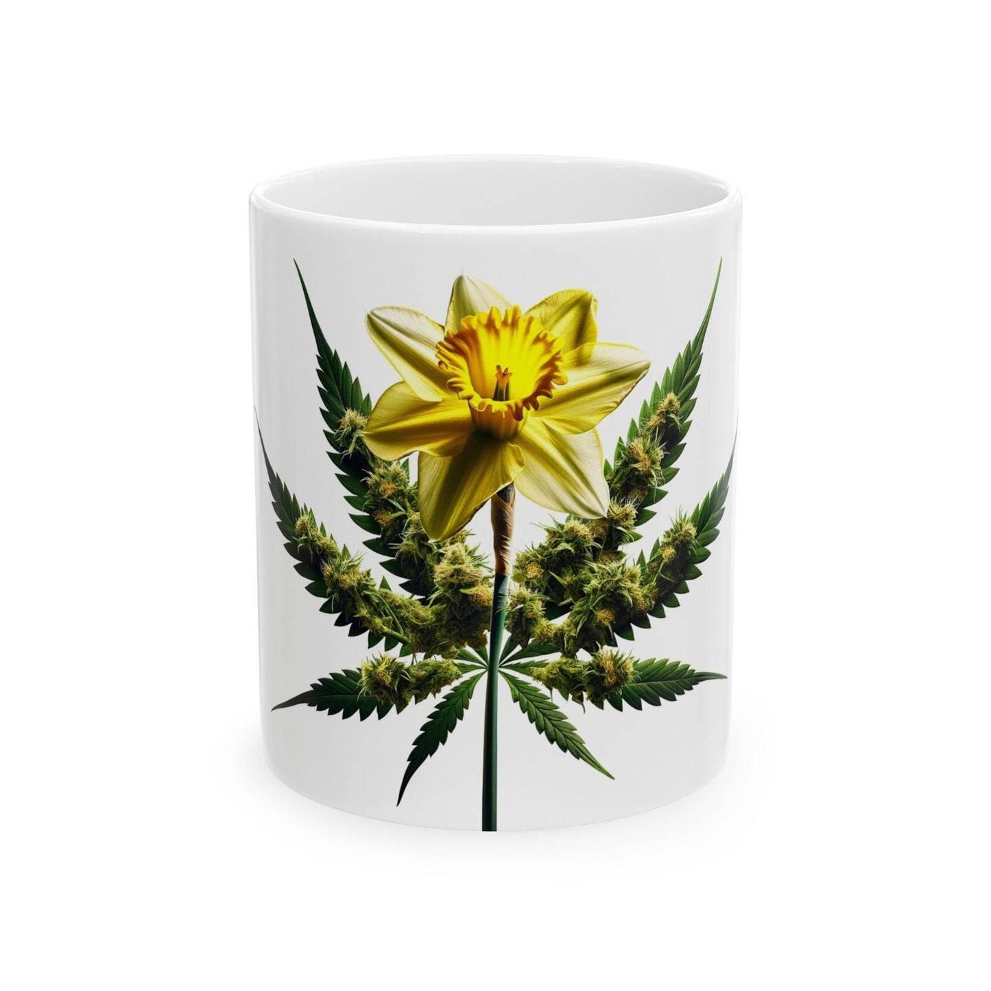 DAFFODIL WEED FLOWER - Weed Coffee Mugs (11oz) Perfect Gift for Smokers/ Marijuana Gift; Wake and Bake Mug - Cannabis Cup / Stoner Mug