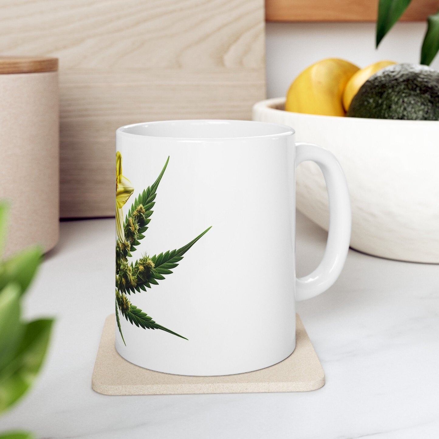 DAFFODIL WEED FLOWER - Weed Coffee Mugs (11oz) Perfect Gift for Smokers/ Marijuana Gift; Wake and Bake Mug - Cannabis Cup / Stoner Mug