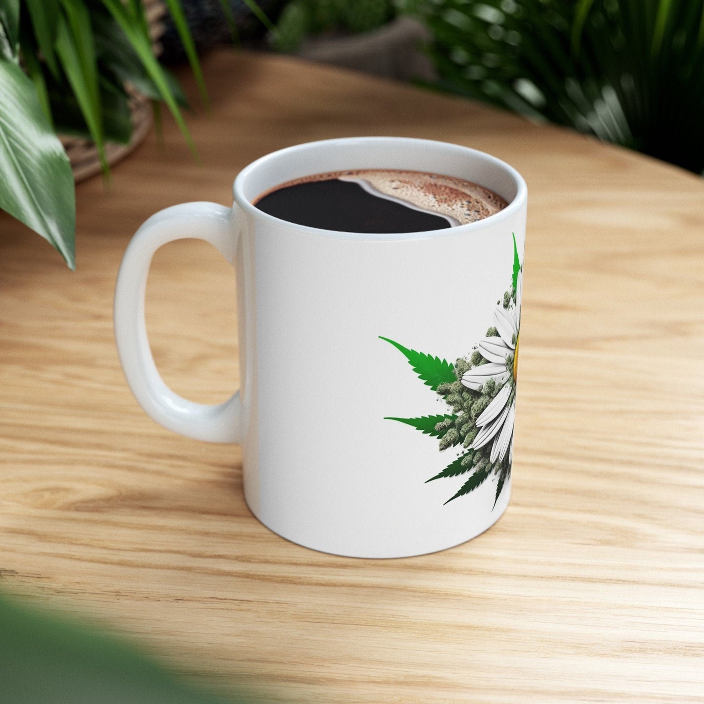 WEED DAISY FLOWER - Weed Coffee Mugs (11oz) Perfect Gift for Smokers/ Marijuana Gift; Wake and Bake Mug - Cannabis Cup / Stoner Mug