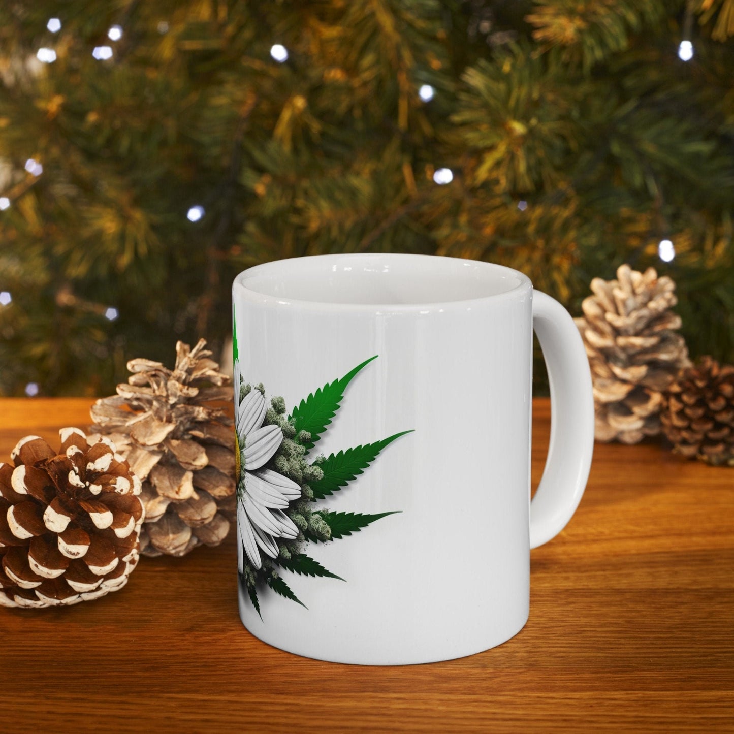 WEED DAISY FLOWER - Weed Coffee Mugs (11oz) Perfect Gift for Smokers/ Marijuana Gift; Wake and Bake Mug - Cannabis Cup / Stoner Mug