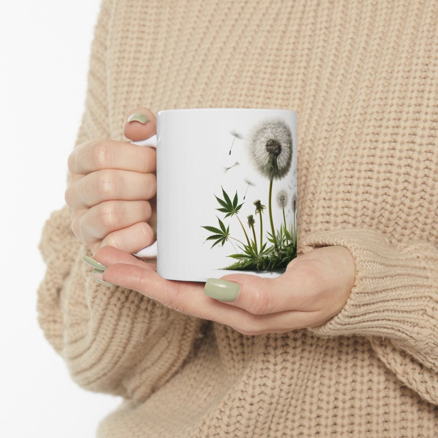 DANDELION WEED FLOWER - Weed Coffee Mugs (11oz) Perfect Gift for Smokers/ Marijuana Gift; Wake and Bake Mug - Cannabis Cup / Stoner Mug
