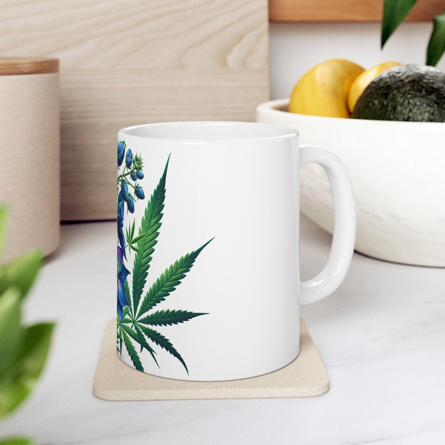 DELPHINIUM WEED FLOWER - Weed Coffee Mugs (11oz) Perfect Gift for Smokers/ Marijuana Gift; Wake and Bake Mug - Cannabis Cup / Stoner Mug