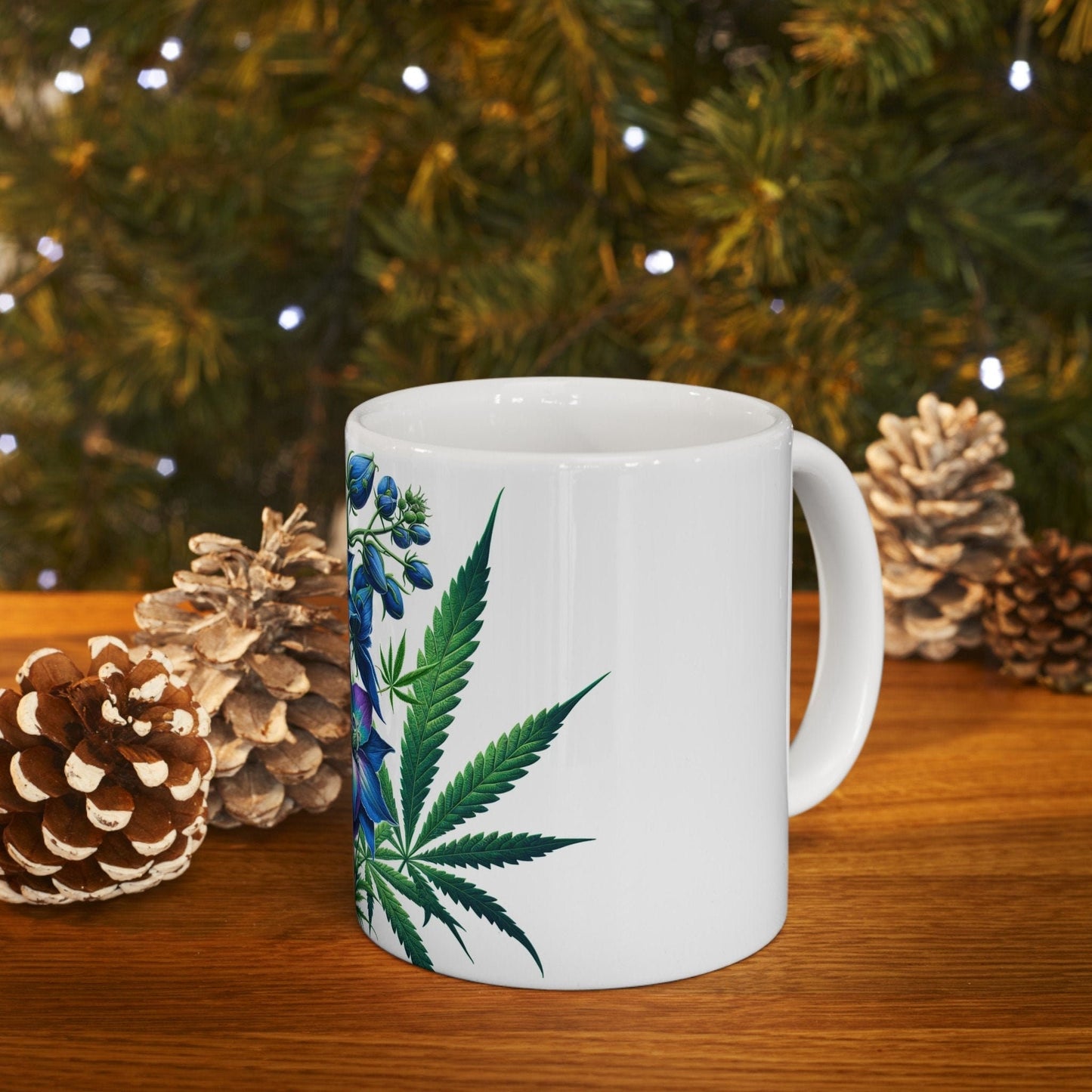 DELPHINIUM WEED FLOWER - Weed Coffee Mugs (11oz) Perfect Gift for Smokers/ Marijuana Gift; Wake and Bake Mug - Cannabis Cup / Stoner Mug