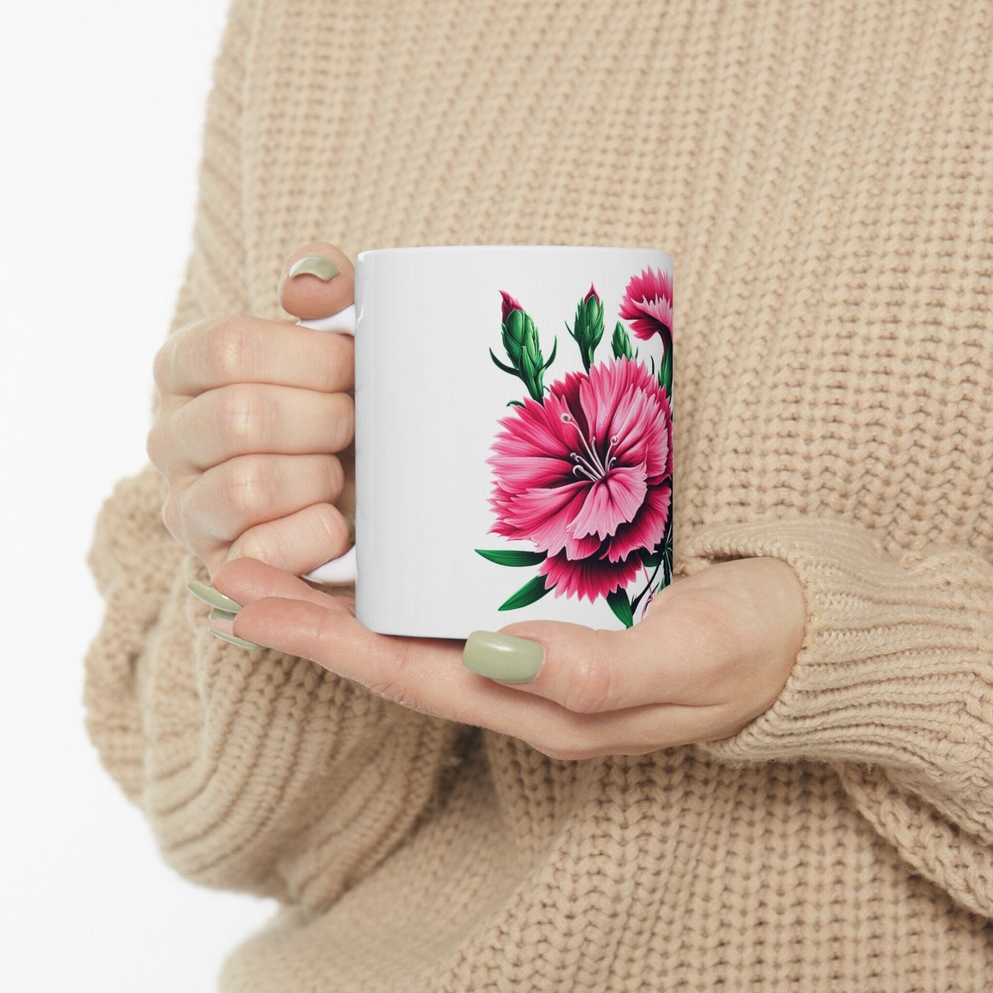 DIANTHUS WEED FLOWER - Weed Coffee Mugs (11oz) Perfect Gift for Smokers/ Marijuana Gift; Wake and Bake Mug - Cannabis Cup / Stoner Mug