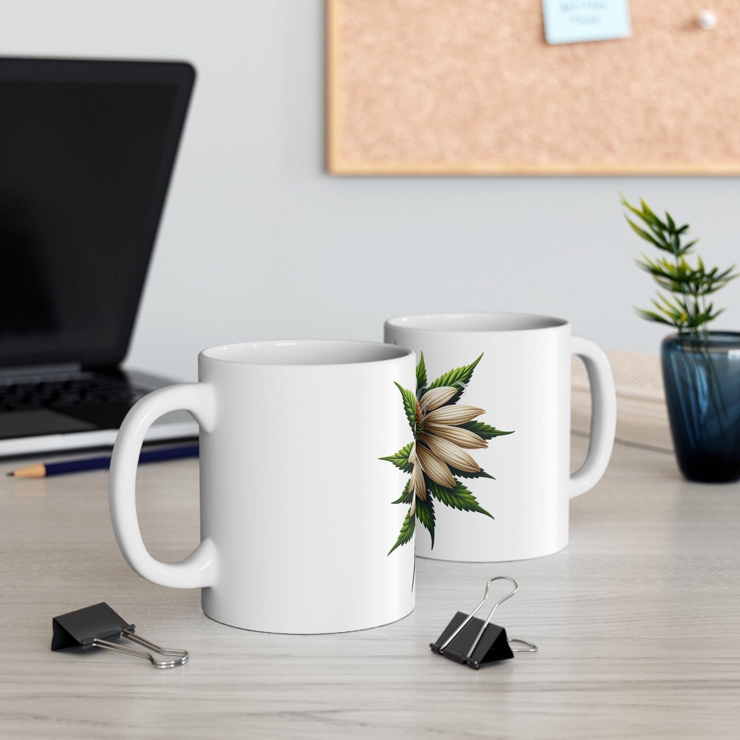 ECHINACEA WEED FLOWER - Weed Coffee Mugs (11oz) Perfect Gift for Smokers/ Marijuana Gift; Wake and Bake Mug - Cannabis Cup / Stoner Mug