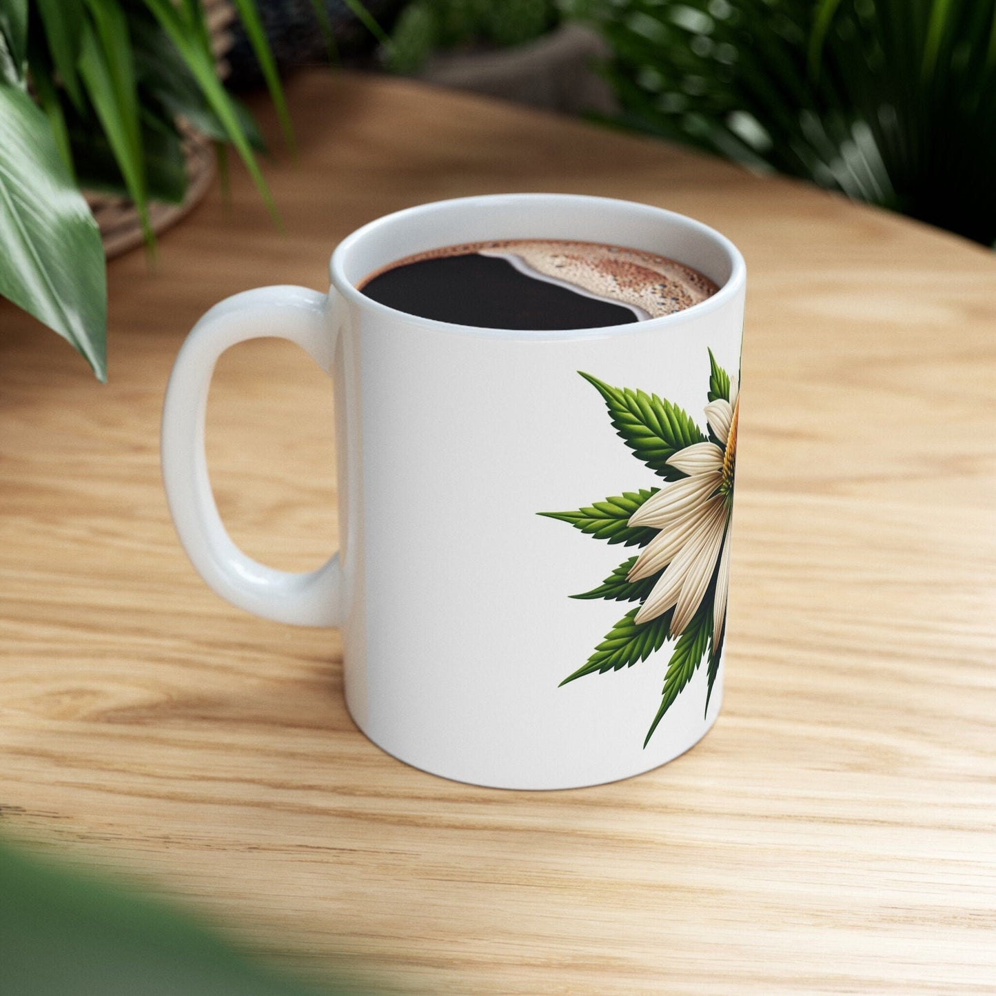 ECHINACEA WEED FLOWER - Weed Coffee Mugs (11oz) Perfect Gift for Smokers/ Marijuana Gift; Wake and Bake Mug - Cannabis Cup / Stoner Mug