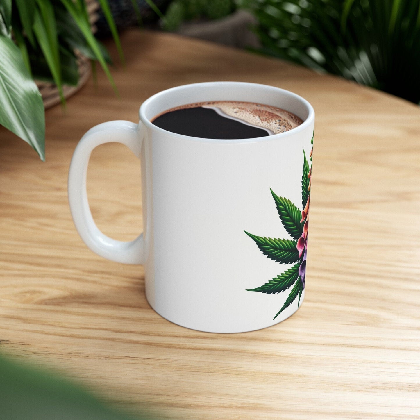 FOXGLOVE WEED FLOWER - Weed Coffee Mugs (11oz) Perfect Gift for Smokers/ Marijuana Gift; Wake and Bake Mug - Cannabis Cup / Stoner Mug