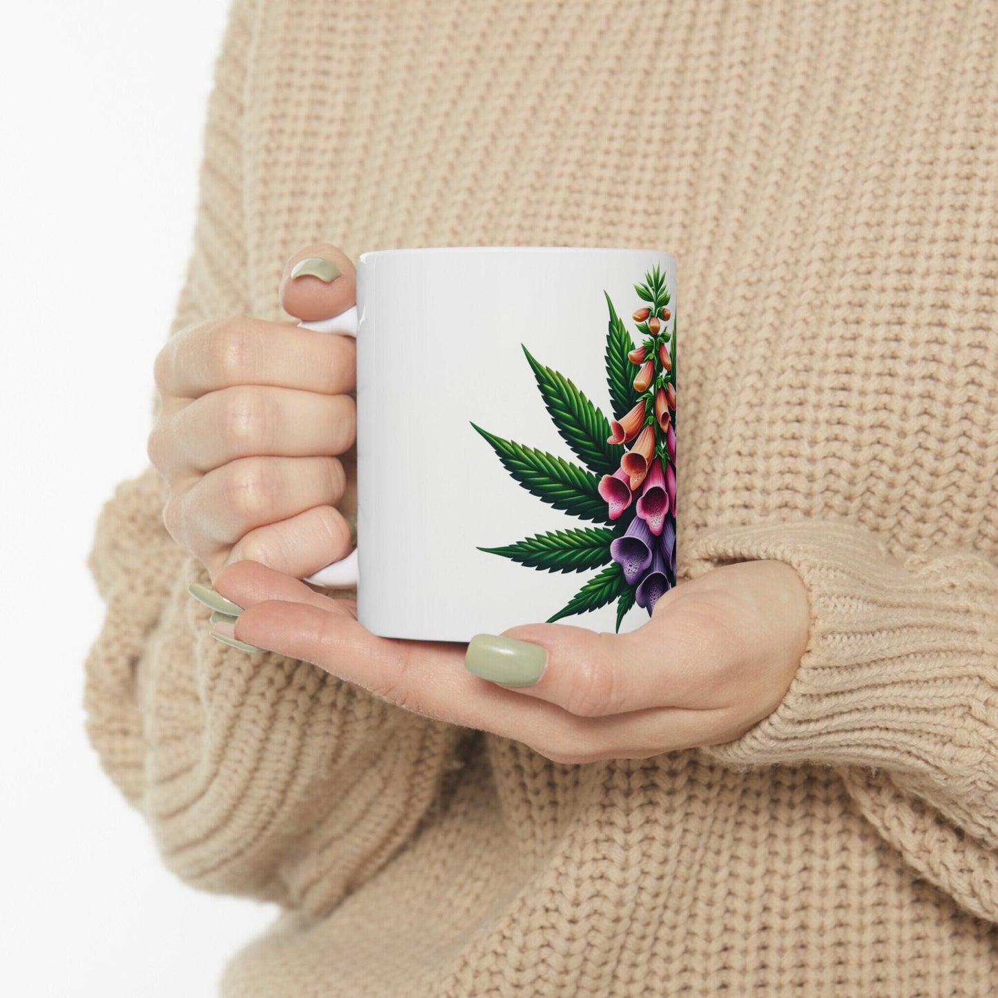 FOXGLOVE WEED FLOWER - Weed Coffee Mugs (11oz) Perfect Gift for Smokers/ Marijuana Gift; Wake and Bake Mug - Cannabis Cup / Stoner Mug