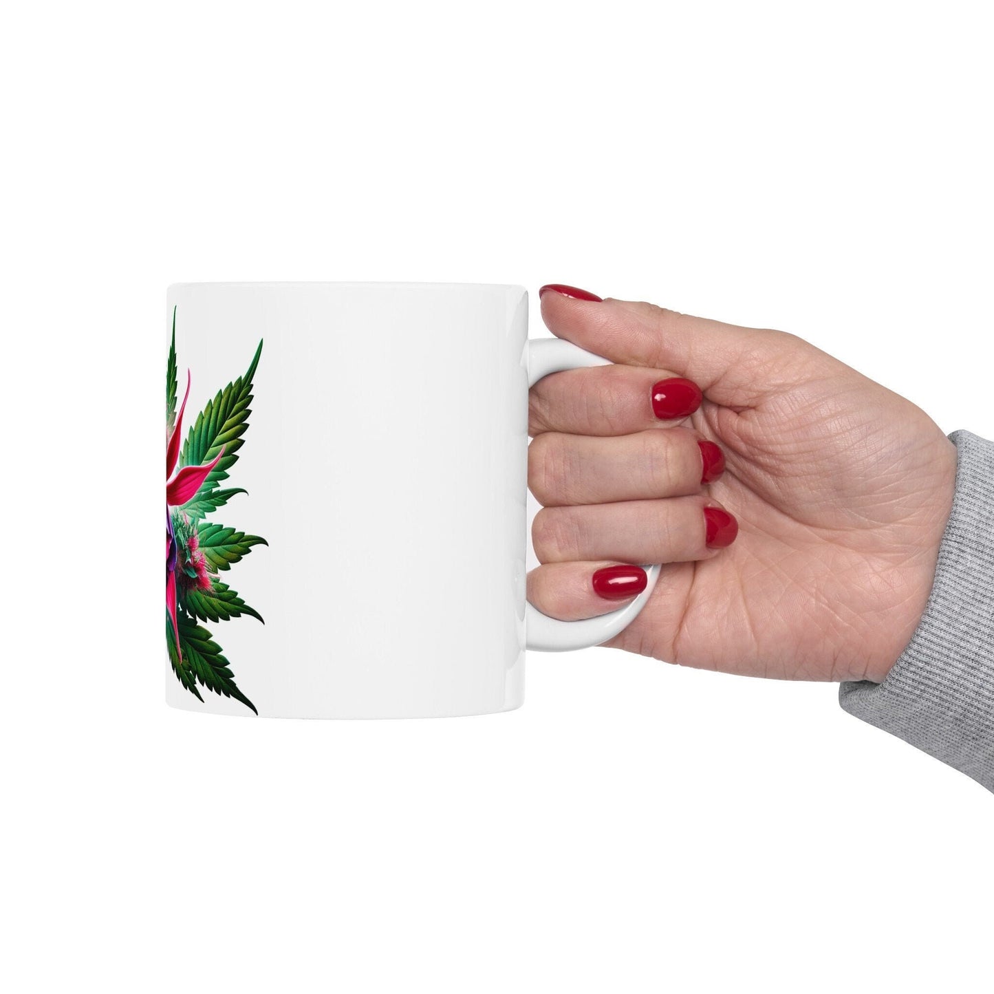 FUCHSIA WEED FLOWER - Weed Coffee Mugs (11oz) Perfect Gift for Smokers/ Marijuana Gift; Wake and Bake Mug - Cannabis Cup / Stoner Mug