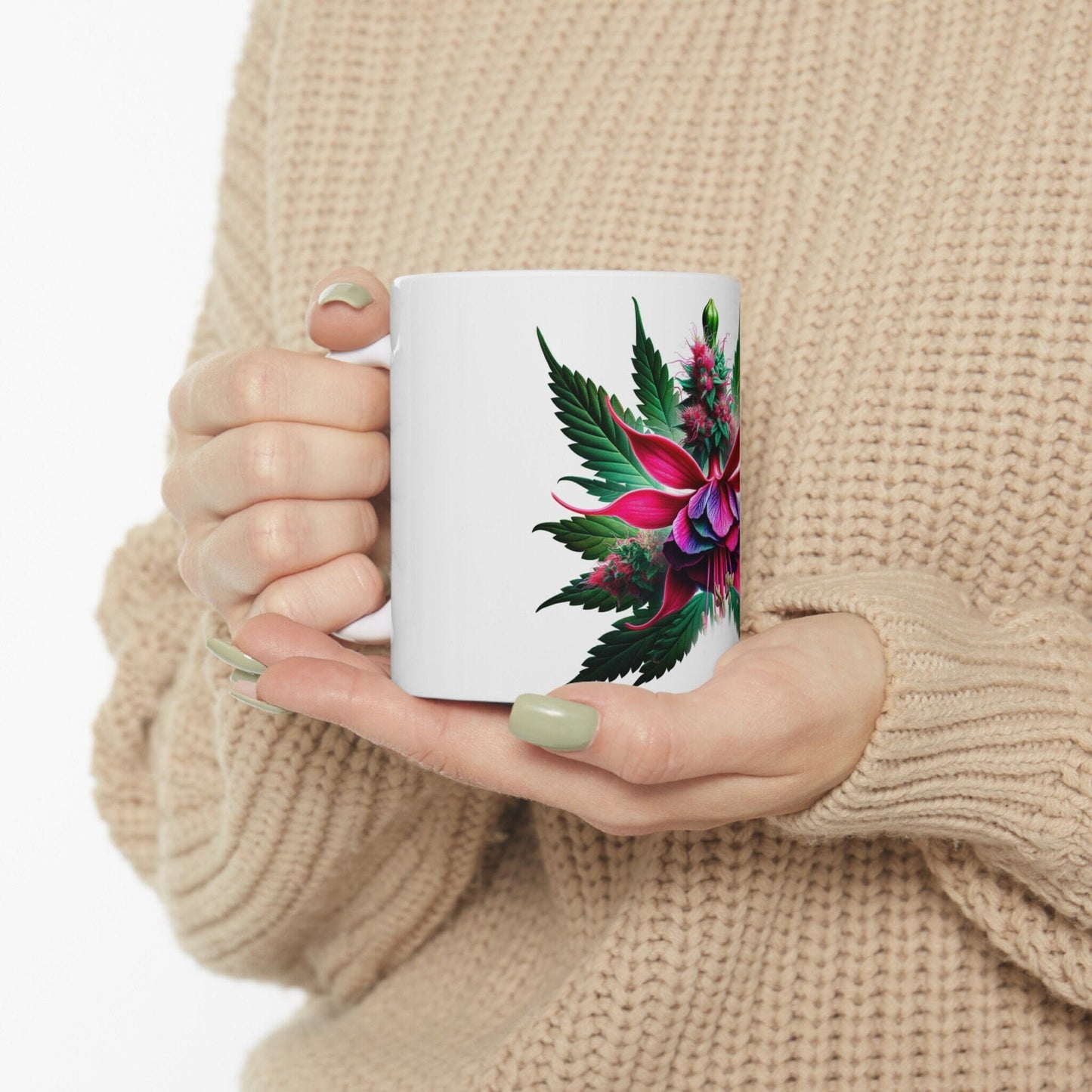 FUCHSIA WEED FLOWER - Weed Coffee Mugs (11oz) Perfect Gift for Smokers/ Marijuana Gift; Wake and Bake Mug - Cannabis Cup / Stoner Mug