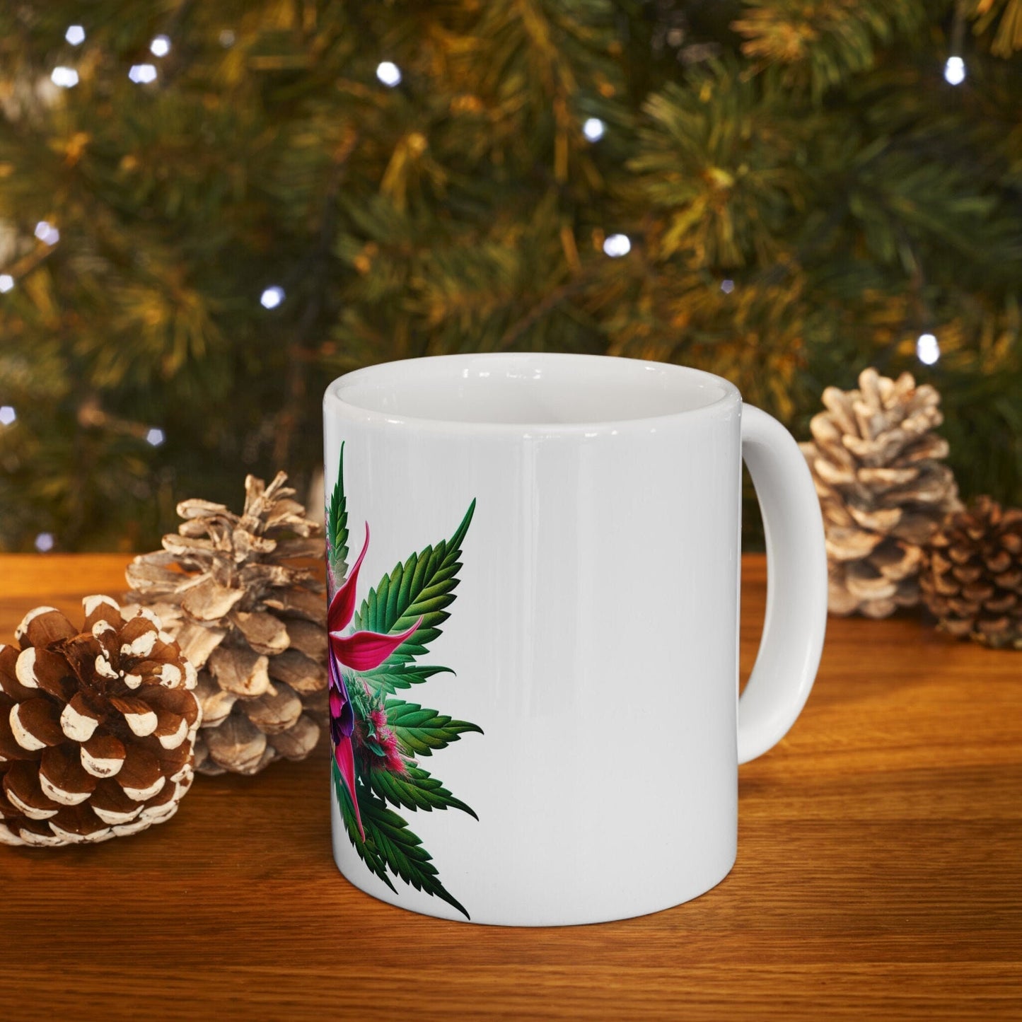FUCHSIA WEED FLOWER - Weed Coffee Mugs (11oz) Perfect Gift for Smokers/ Marijuana Gift; Wake and Bake Mug - Cannabis Cup / Stoner Mug
