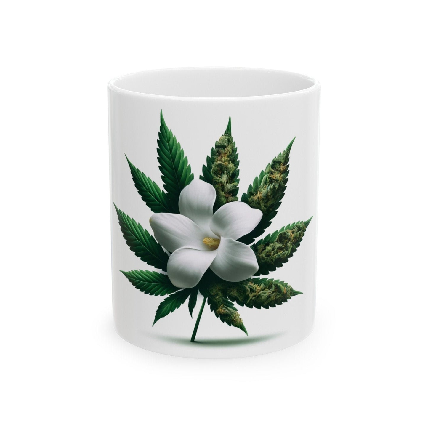 GARDENIA WEED FLOWER - Weed Coffee Mugs (11oz) Perfect Gift for Smokers/ Marijuana Gift; Wake and Bake Mug - Cannabis Cup / Stoner Mug
