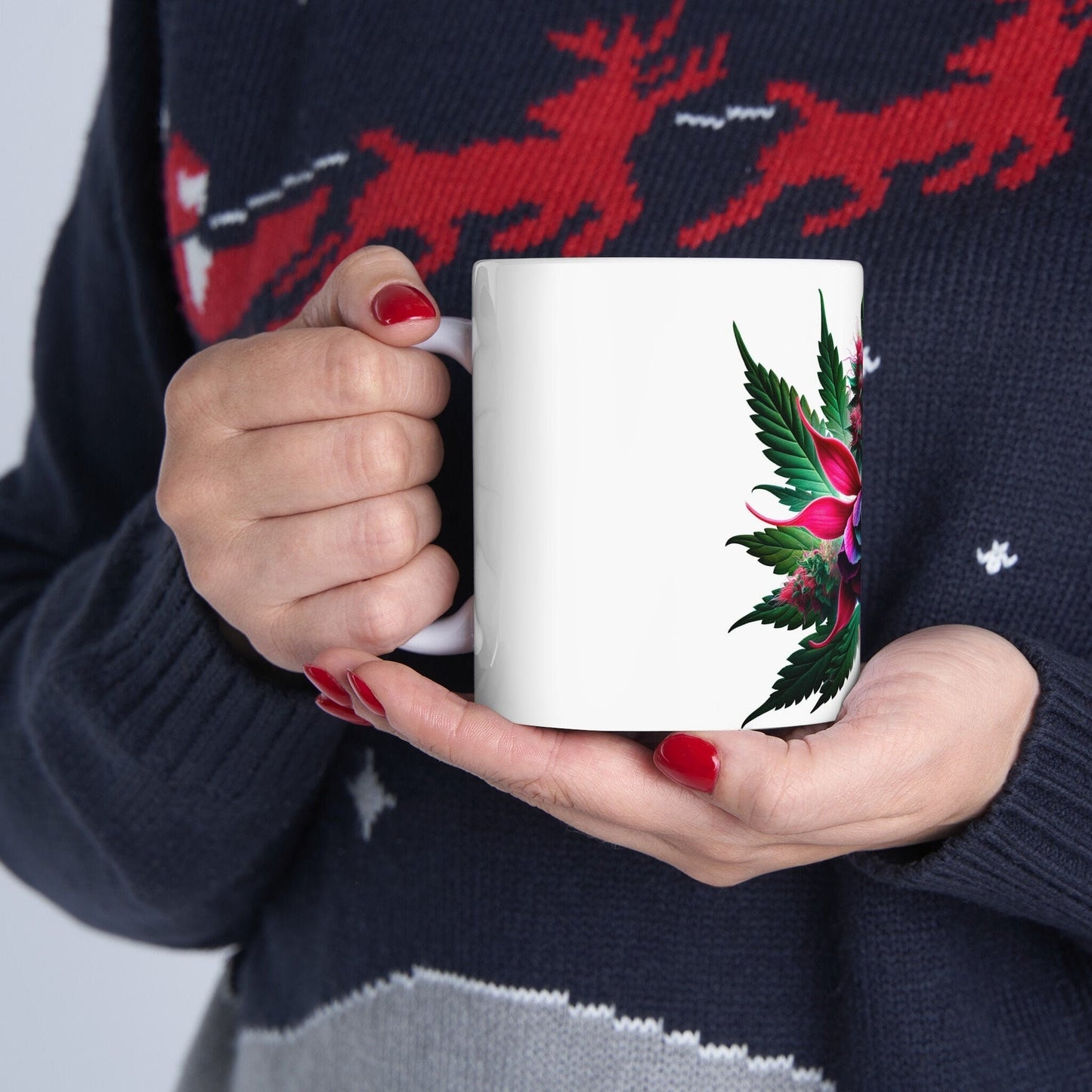 FUCHSIA WEED FLOWER - Weed Coffee Mugs (11oz) Perfect Gift for Smokers/ Marijuana Gift; Wake and Bake Mug - Cannabis Cup / Stoner Mug