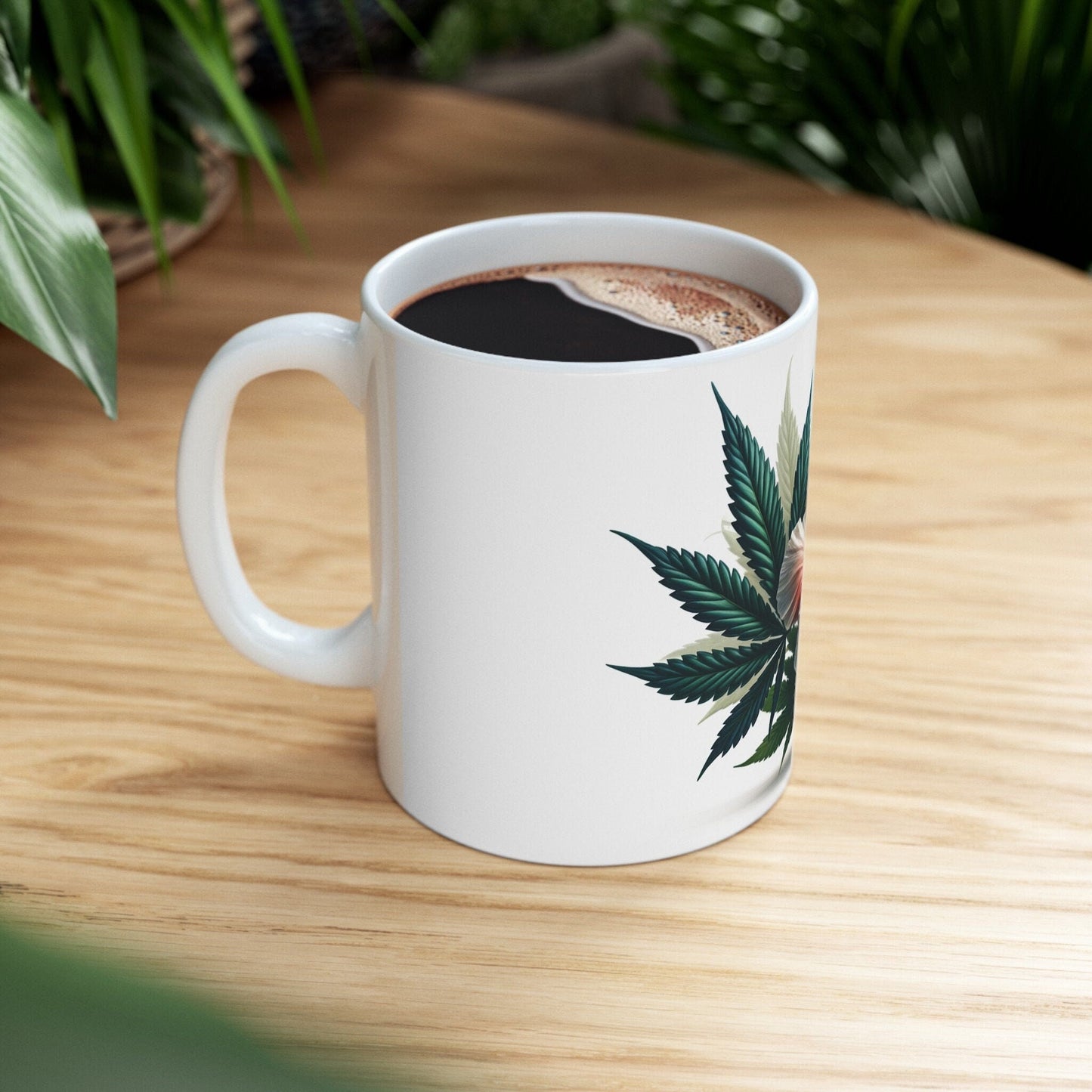 HIBISCUS WEED FLOWER - Weed Coffee Mugs (11oz) Perfect Gift for Smokers/ Marijuana Gift; Wake and Bake Mug - Cannabis Cup / Stoner Mug