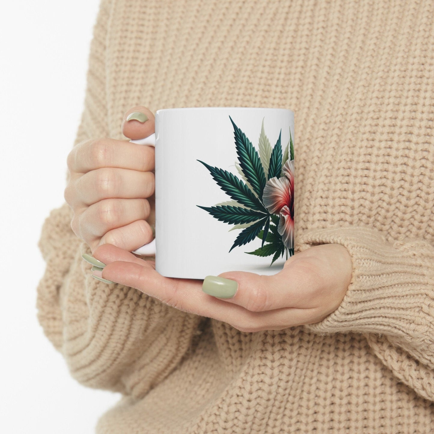 HIBISCUS WEED FLOWER - Weed Coffee Mugs (11oz) Perfect Gift for Smokers/ Marijuana Gift; Wake and Bake Mug - Cannabis Cup / Stoner Mug