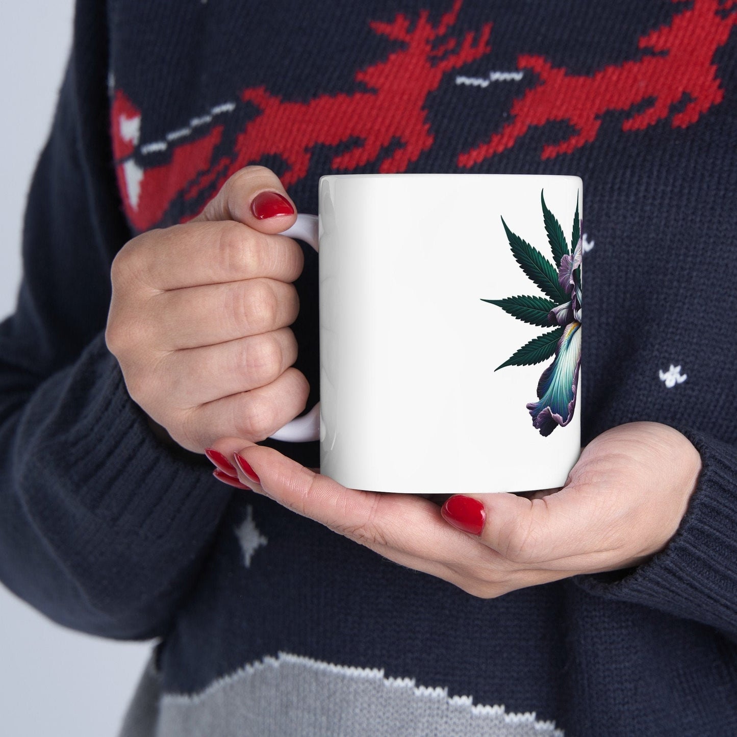 IRIS WEED FLOWER - Weed Coffee Mugs (11oz) Perfect Gift for Smokers/ Marijuana Gift; Wake and Bake Mug - Cannabis Cup / Stoner Mug