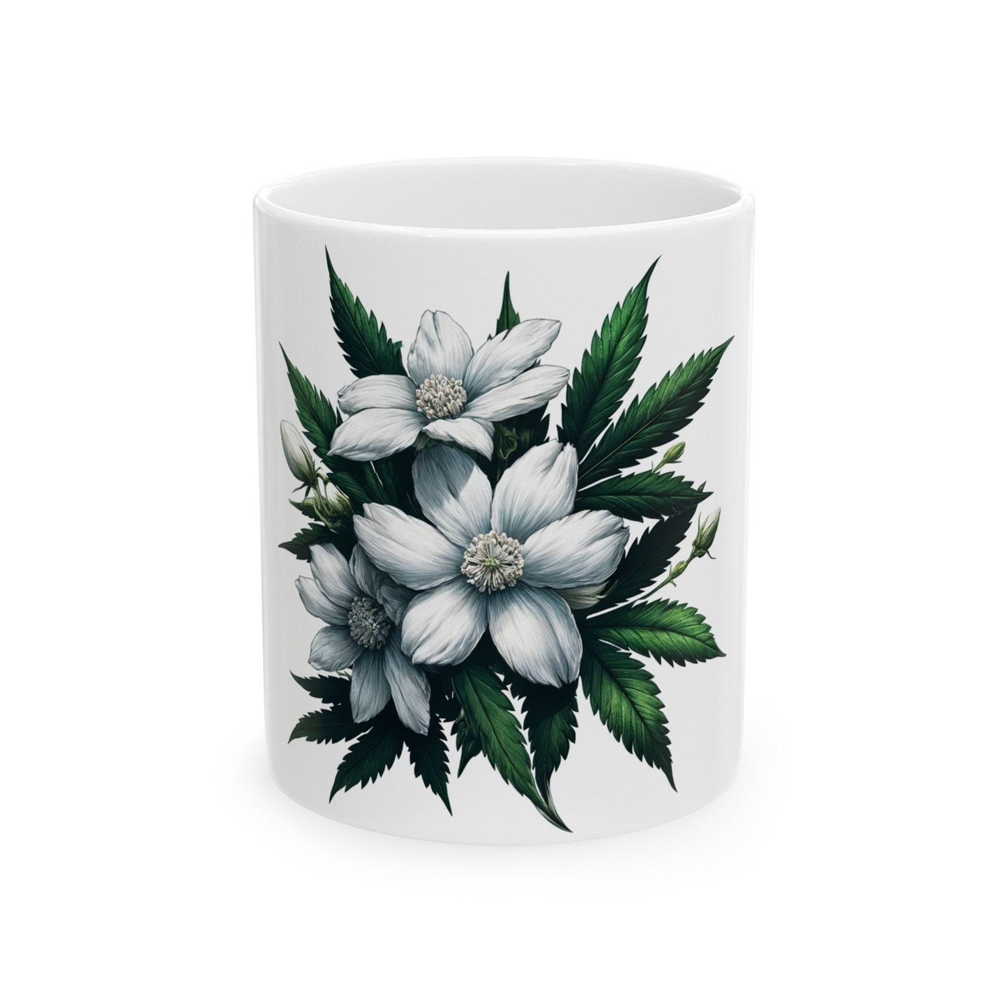 JASMINE WEED FLOWER - Weed Coffee Mugs (11oz) Perfect Gift for Smokers/ Marijuana Gift; Wake and Bake Mug - Cannabis Cup / Stoner Mug