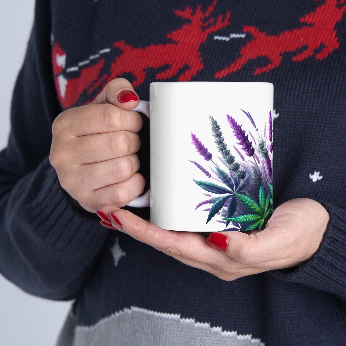 LAVENDER WEED FLOWER - Weed Coffee Mugs (11oz) Perfect Gift for Smokers/ Marijuana Gift; Wake and Bake Mug - Cannabis Cup / Stoner Mug