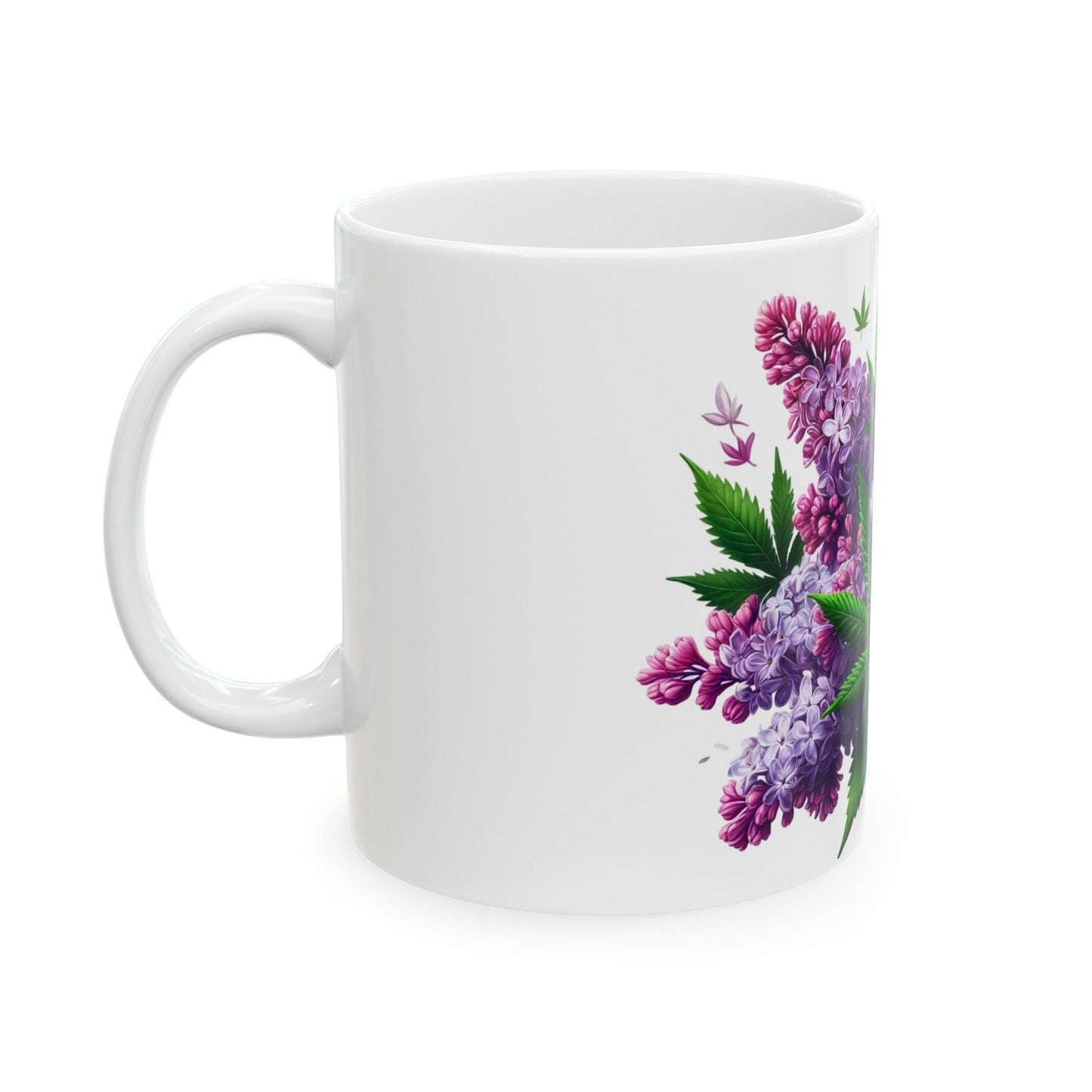 LILAC WEED FLOWER - Weed Coffee Mugs (11oz) Perfect Gift for Smokers/ Marijuana Gift; Wake and Bake Mug - Cannabis Cup / Stoner Mug