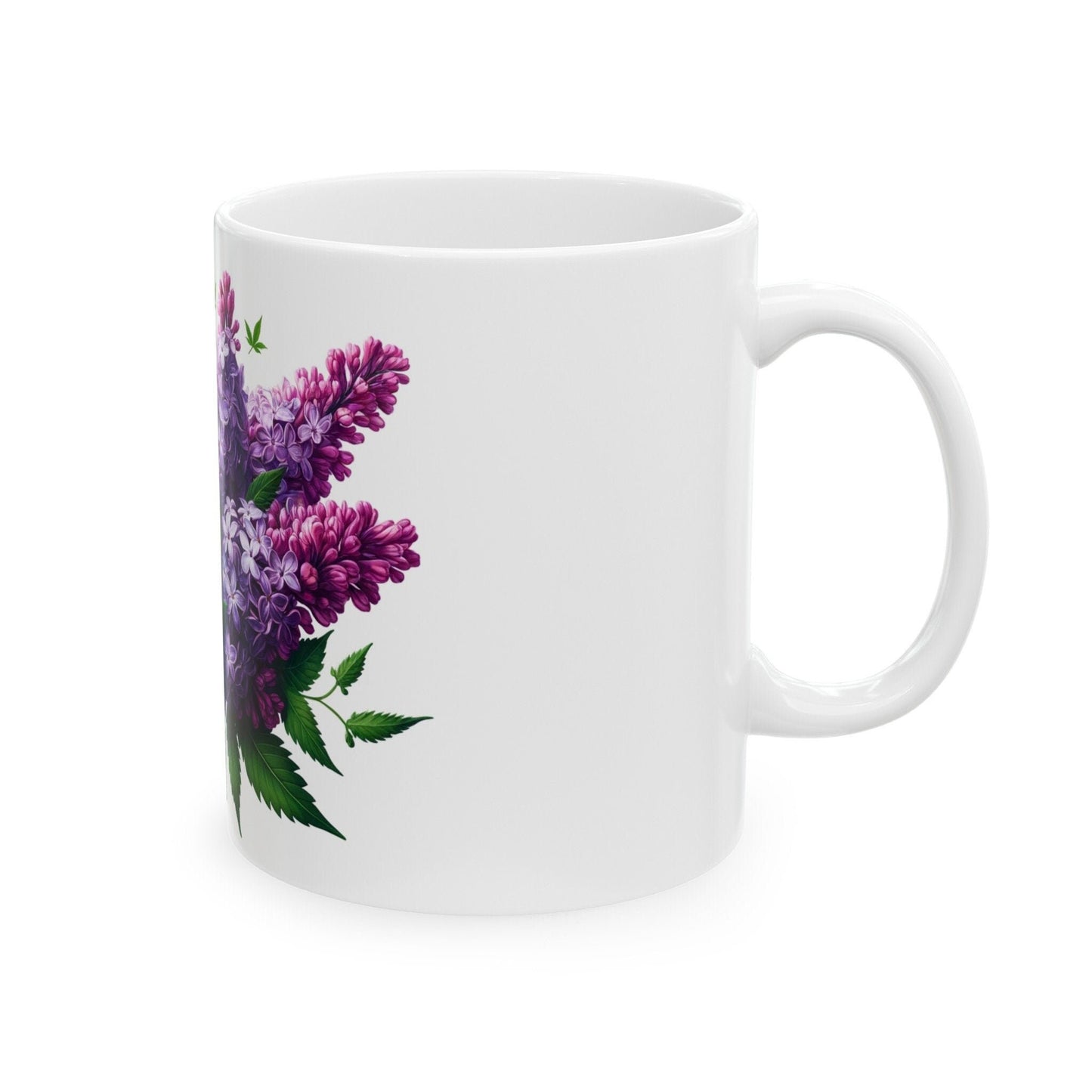 LILAC WEED FLOWER - Weed Coffee Mugs (11oz) Perfect Gift for Smokers/ Marijuana Gift; Wake and Bake Mug - Cannabis Cup / Stoner Mug