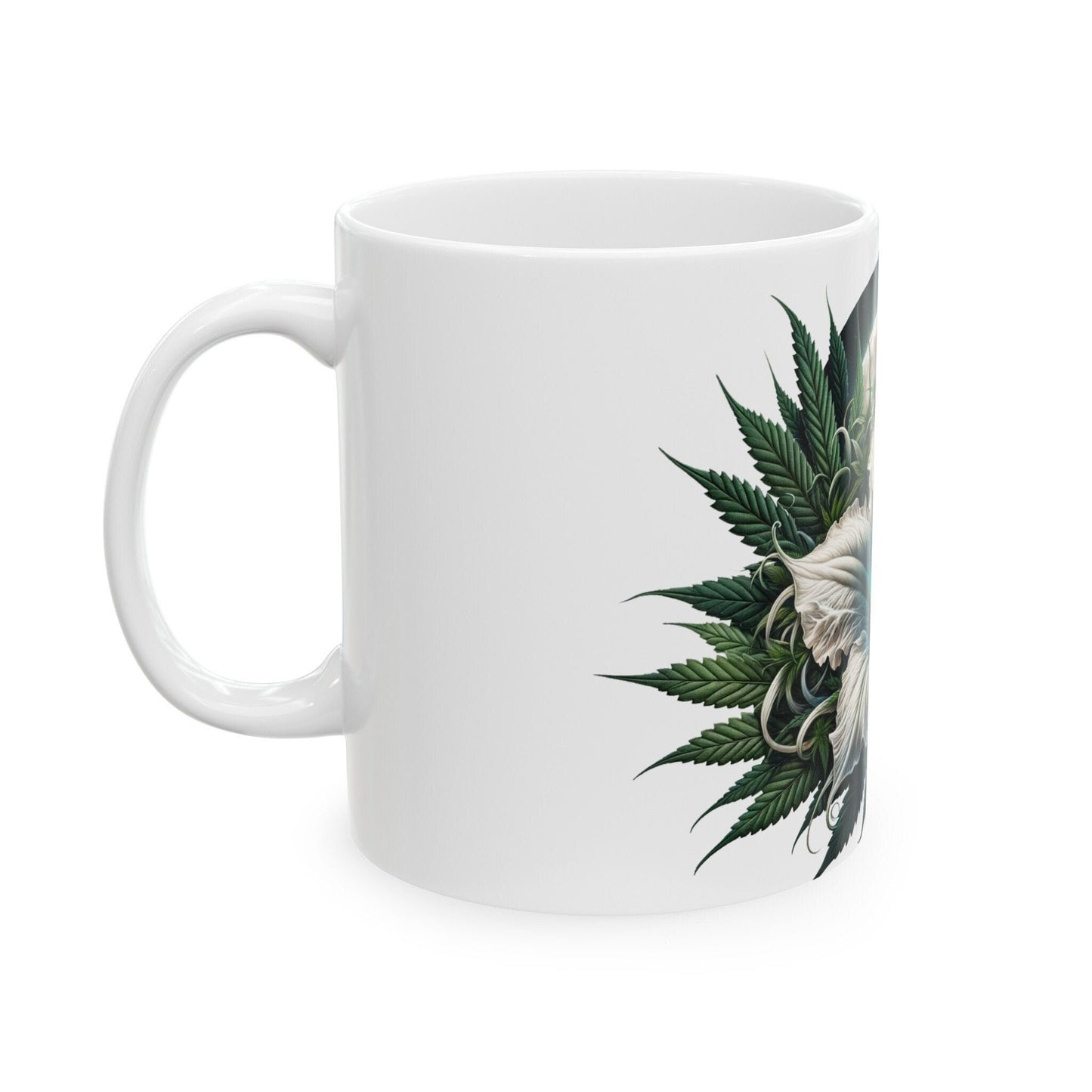 MOONFLOWER WEED FLOWER - Weed Coffee Mugs (11oz) Perfect Gift for Smokers/ Marijuana Gift; Wake and Bake Mug - Cannabis Cup / Stoner Mug