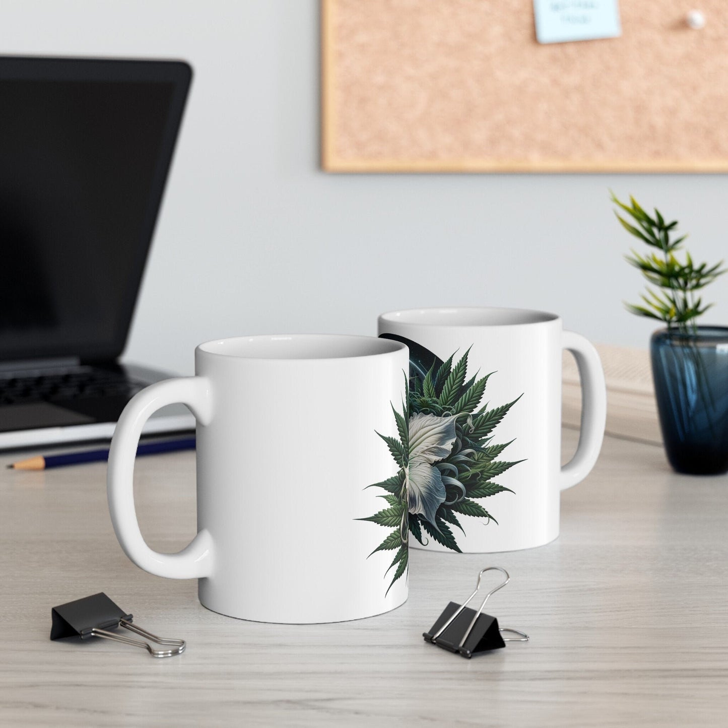 MOONFLOWER WEED FLOWER - Weed Coffee Mugs (11oz) Perfect Gift for Smokers/ Marijuana Gift; Wake and Bake Mug - Cannabis Cup / Stoner Mug