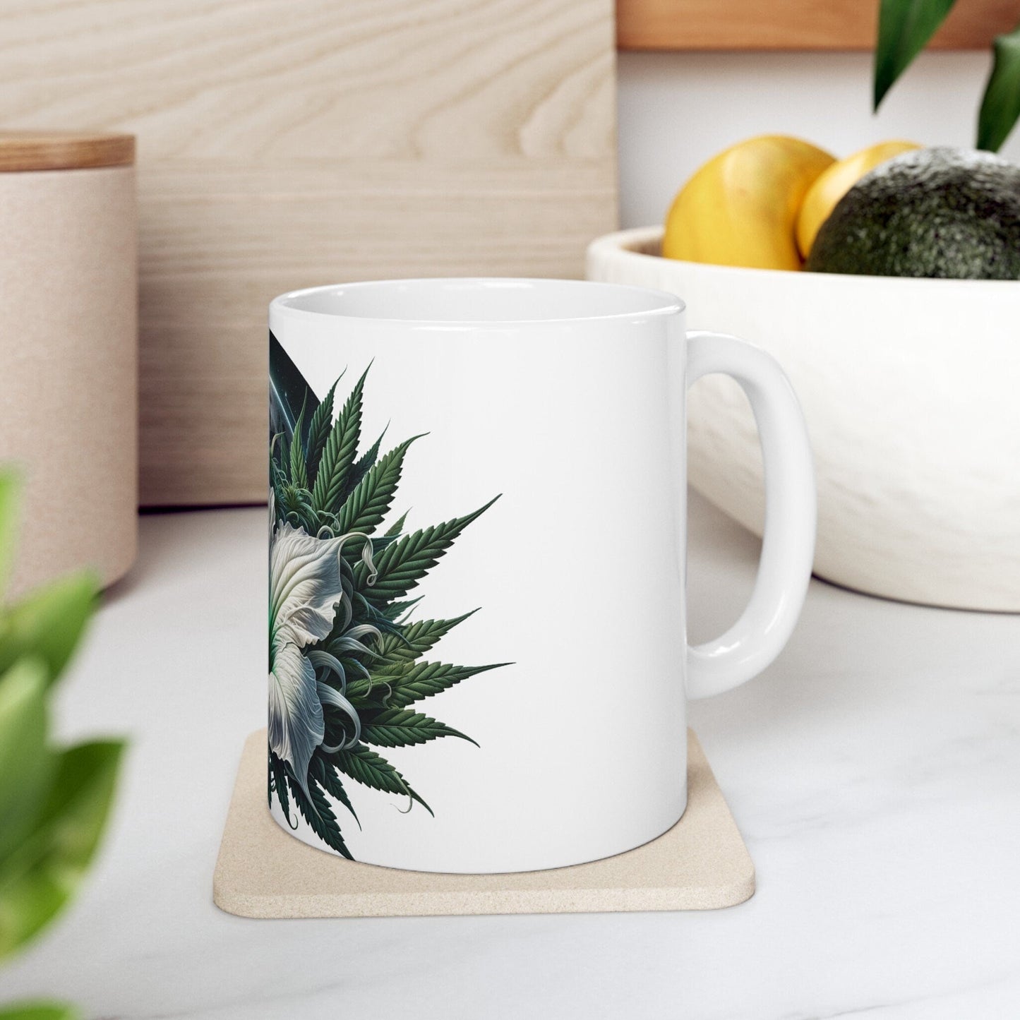 MOONFLOWER WEED FLOWER - Weed Coffee Mugs (11oz) Perfect Gift for Smokers/ Marijuana Gift; Wake and Bake Mug - Cannabis Cup / Stoner Mug