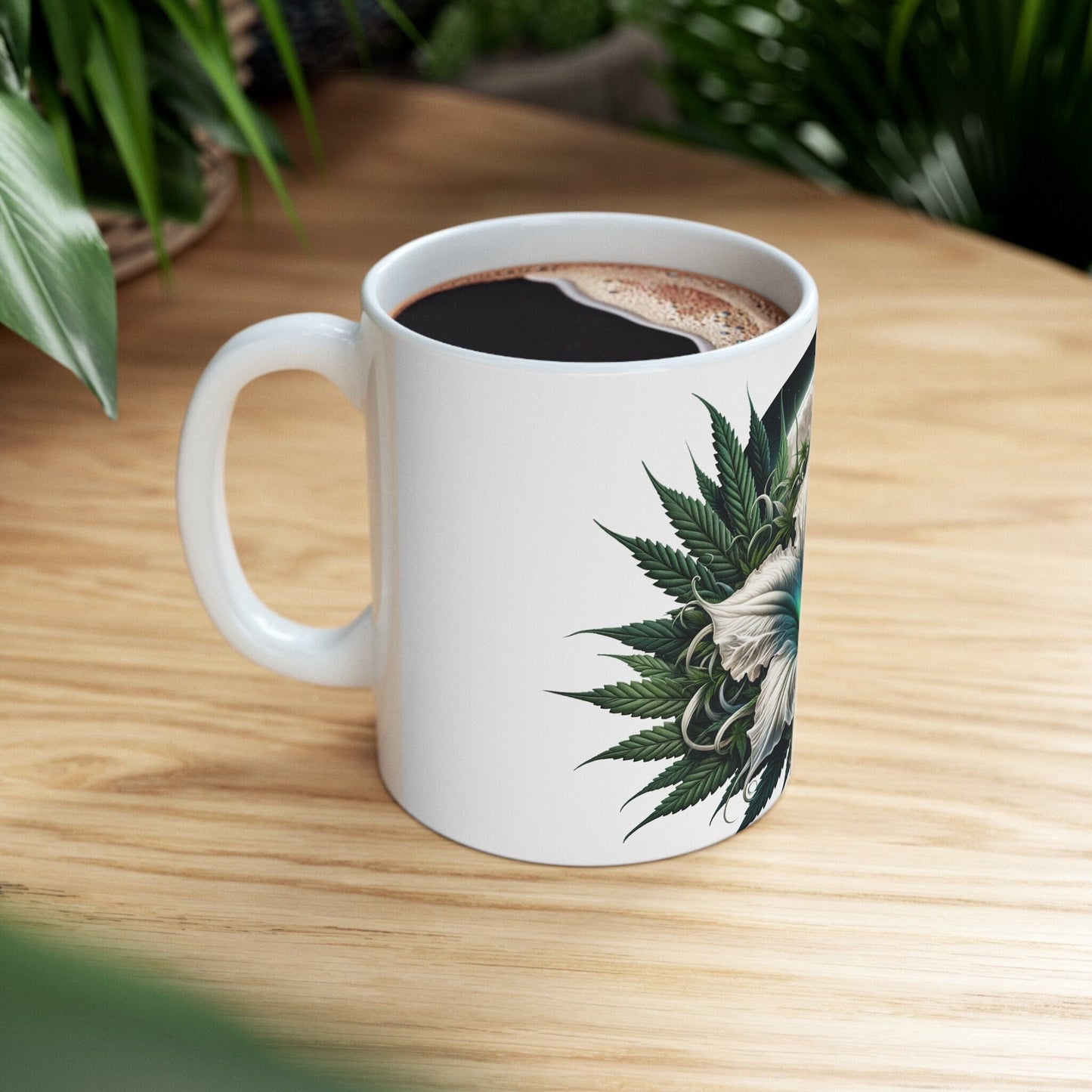 MOONFLOWER WEED FLOWER - Weed Coffee Mugs (11oz) Perfect Gift for Smokers/ Marijuana Gift; Wake and Bake Mug - Cannabis Cup / Stoner Mug