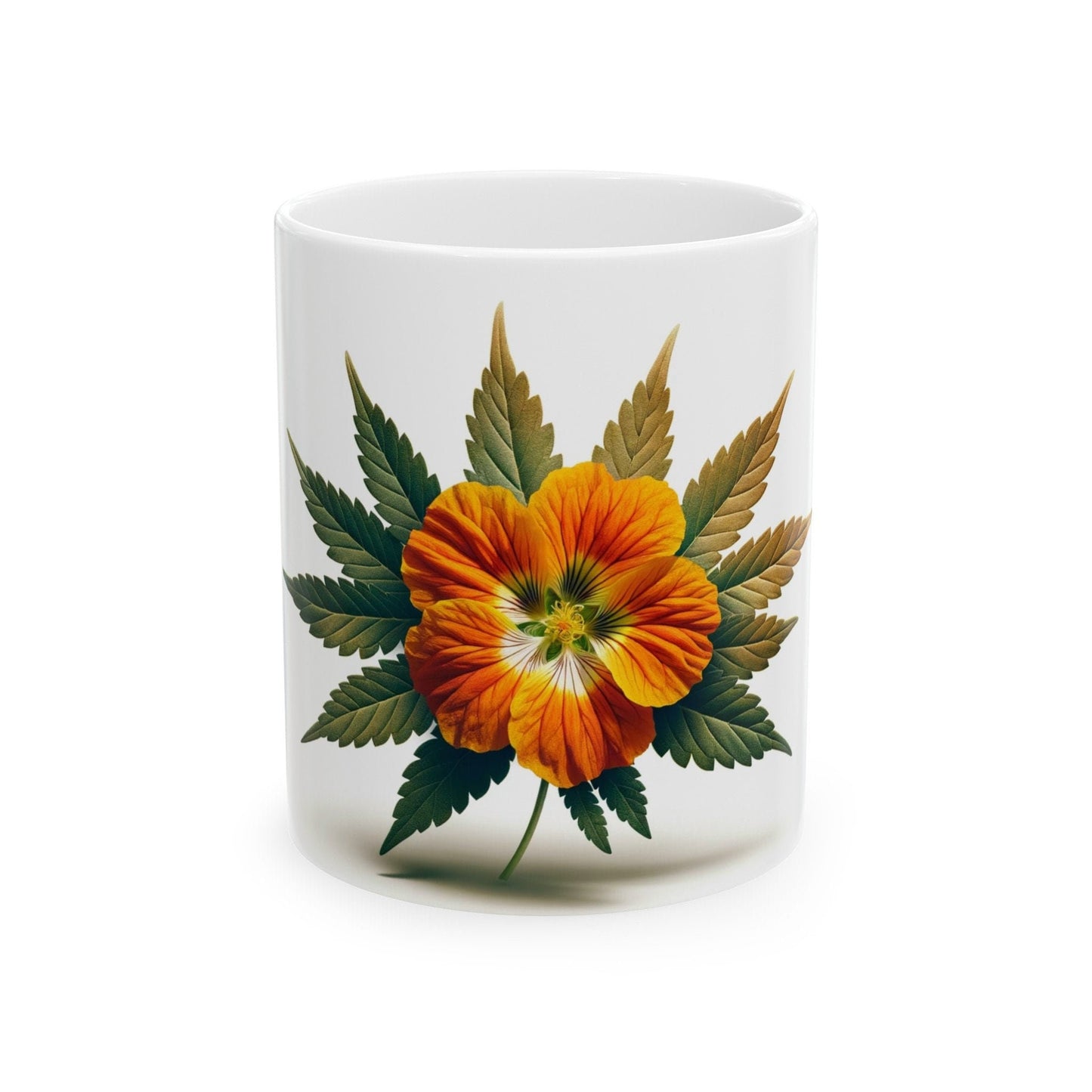 NASTURTIUM WEED FLOWER - Weed Coffee Mugs (11oz) Perfect Gift for Smokers/ Marijuana Gift; Wake and Bake Mug - Cannabis Cup / Stoner Mug
