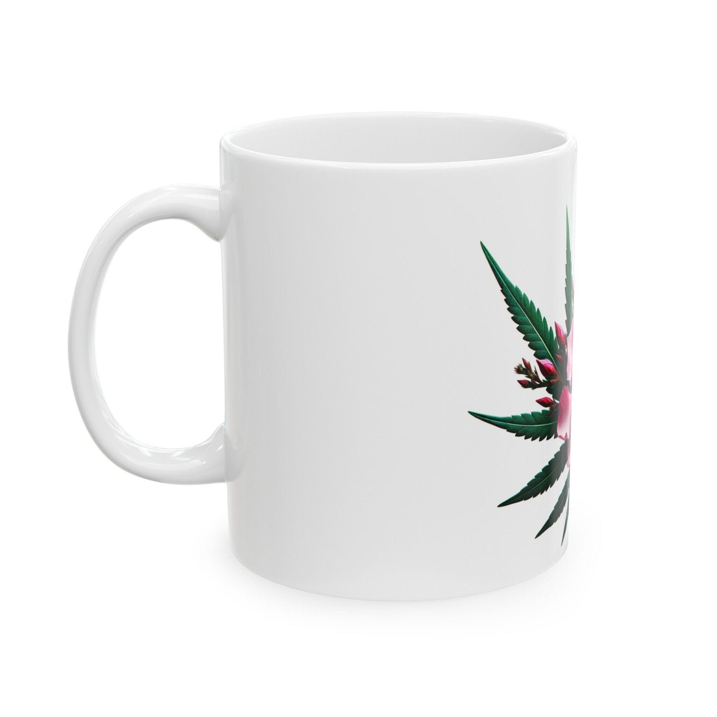 OLEANDER PINK Weed FLOWER - Weed Coffee Mugs (11oz) Perfect Gift for Smokers/ Marijuana Gift; Wake and Bake Mug - Cannabis Cup / Stoner Mug