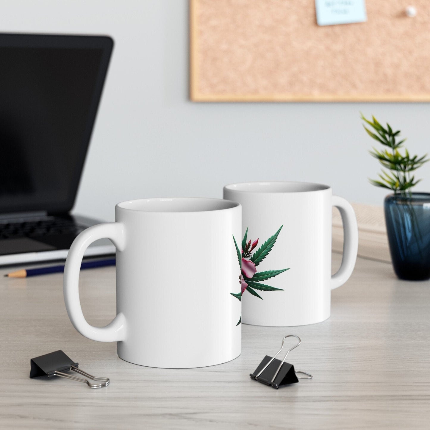 OLEANDER PINK Weed FLOWER - Weed Coffee Mugs (11oz) Perfect Gift for Smokers/ Marijuana Gift; Wake and Bake Mug - Cannabis Cup / Stoner Mug