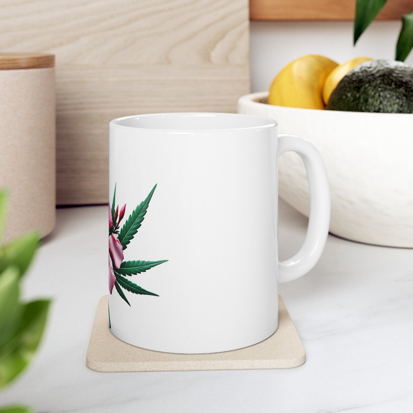 OLEANDER PINK Weed FLOWER - Weed Coffee Mugs (11oz) Perfect Gift for Smokers/ Marijuana Gift; Wake and Bake Mug - Cannabis Cup / Stoner Mug