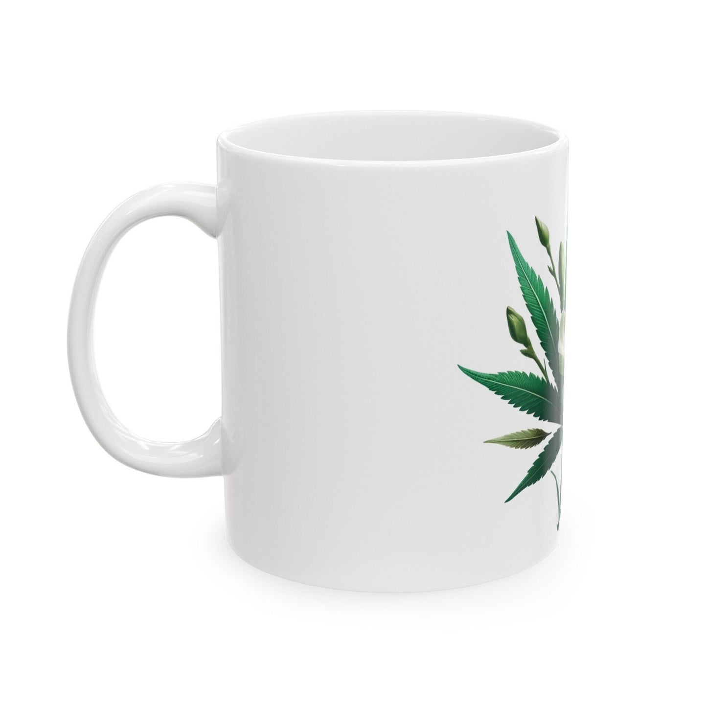 OLEANDER WHITE Weed FLOWER - Weed Coffee Mugs (11oz) Perfect Gift for Smokers/ Marijuana Gift; Wake and Bake Mug - Cannabis Cup / Stoner Mug