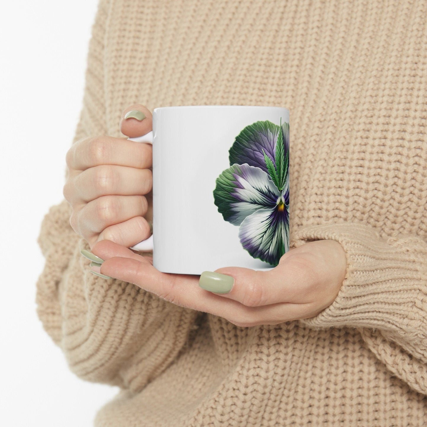 PANSY WEED FLOWER - Weed Coffee Mugs (11oz) Perfect Gift for Smokers/ Marijuana Gift; Wake and Bake Mug - Cannabis Cup / Stoner Mug