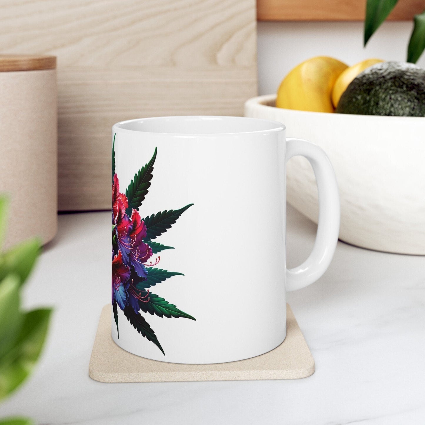 RHODODENDRON WEED FLOWER - Weed Coffee Mugs (11oz) Perfect Gift for Smokers/ Marijuana Gift; Wake and Bake Mug - Cannabis Cup / Stoner Mug