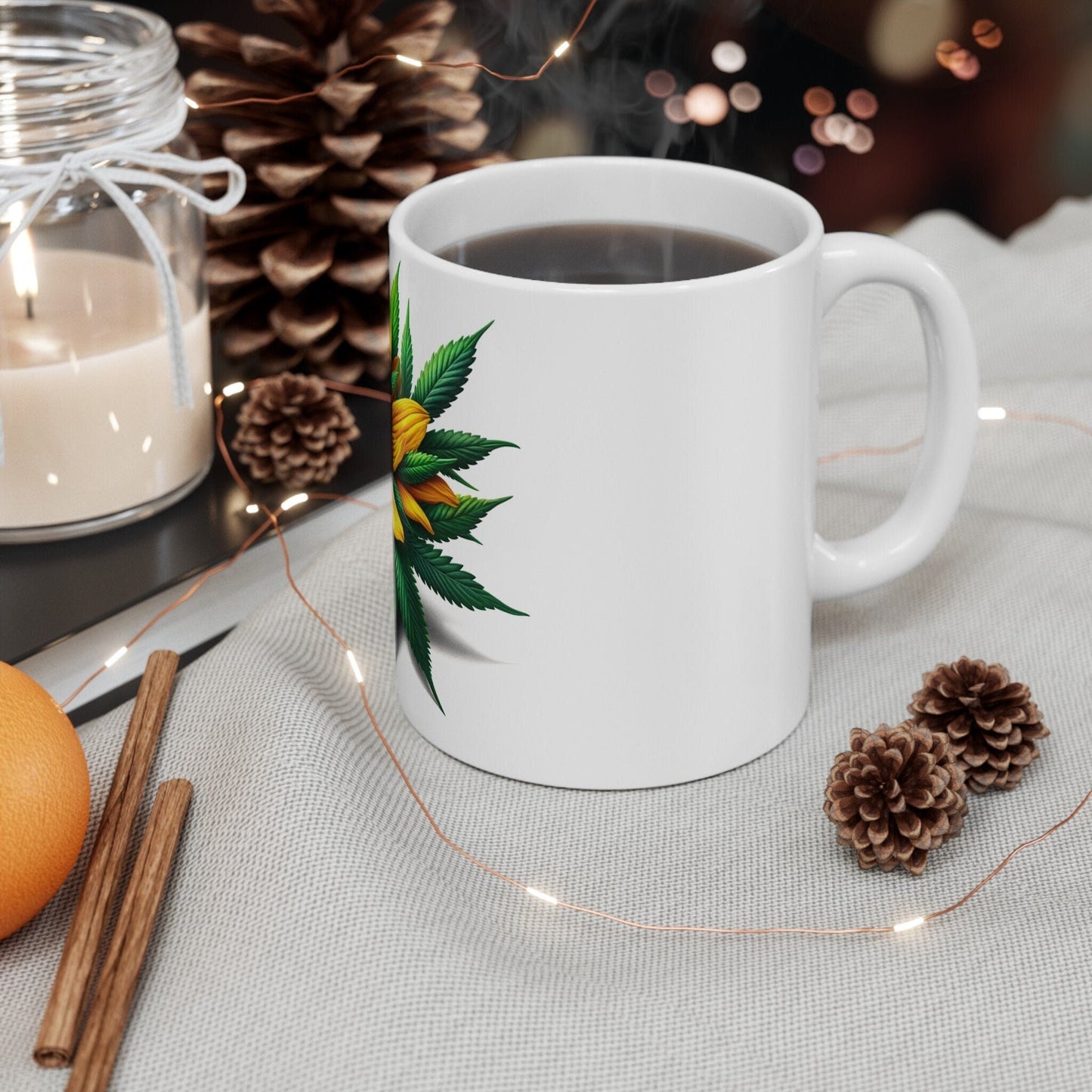 RUDBECKIA WEED FLOWER - Weed Coffee Mugs (11oz) Perfect Gift for Smokers/ Marijuana Gift; Wake and Bake Mug - Cannabis Cup / Stoner Mug