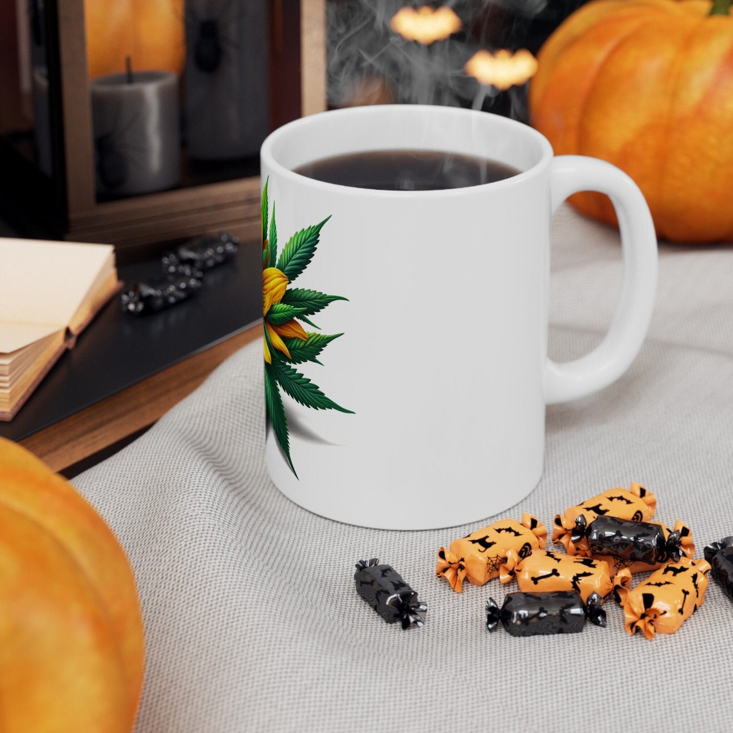 RUDBECKIA WEED FLOWER - Weed Coffee Mugs (11oz) Perfect Gift for Smokers/ Marijuana Gift; Wake and Bake Mug - Cannabis Cup / Stoner Mug