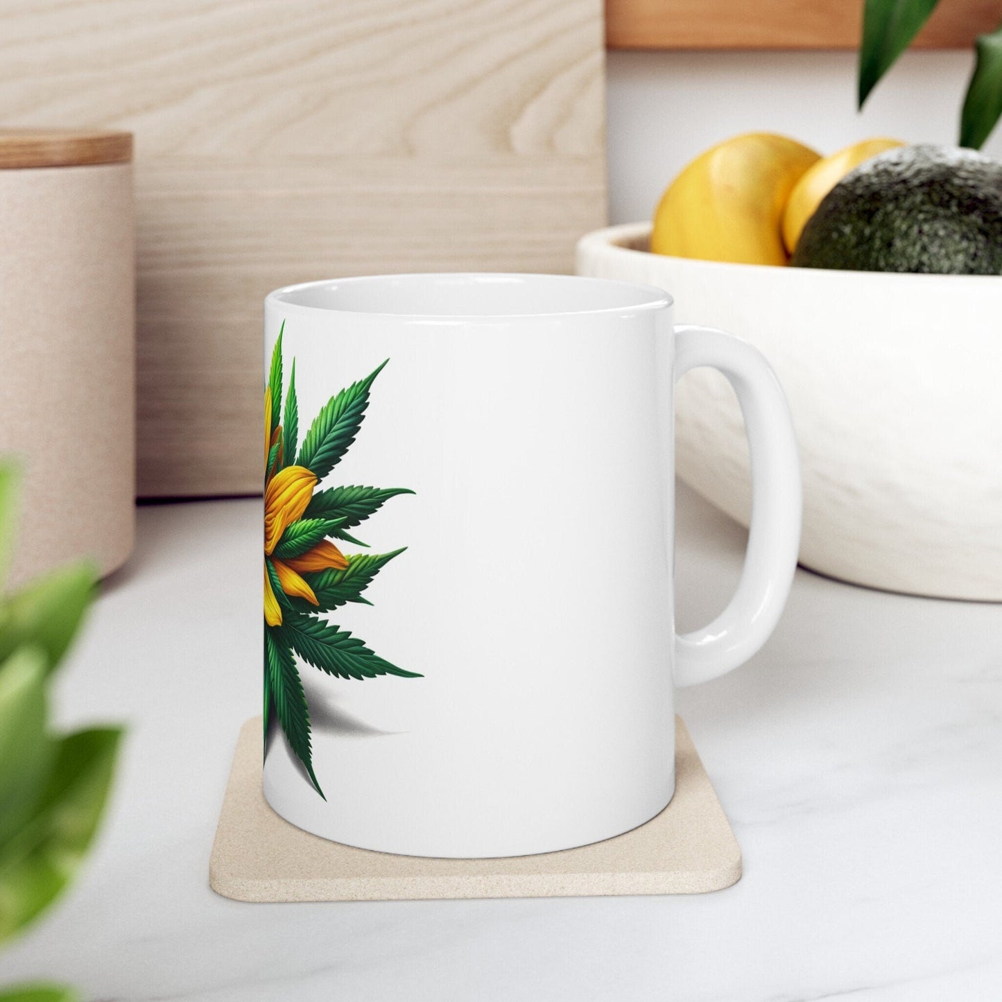 RUDBECKIA WEED FLOWER - Weed Coffee Mugs (11oz) Perfect Gift for Smokers/ Marijuana Gift; Wake and Bake Mug - Cannabis Cup / Stoner Mug