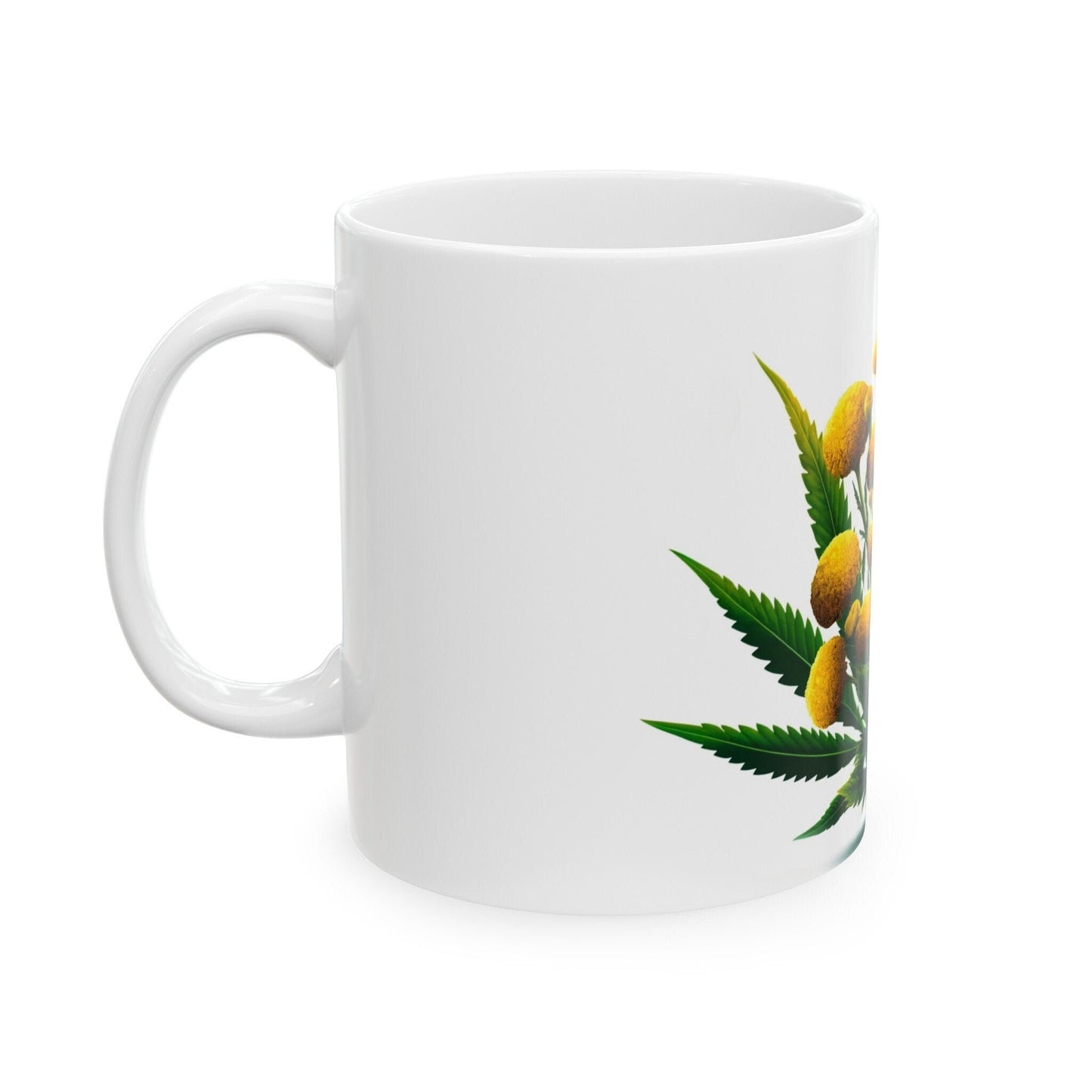 TANSY WEED FLOWER - Weed Coffee Mugs (11oz) Perfect Gift for Smokers/ Marijuana Gift; Wake and Bake Mug - Cannabis Cup / Stoner Mug