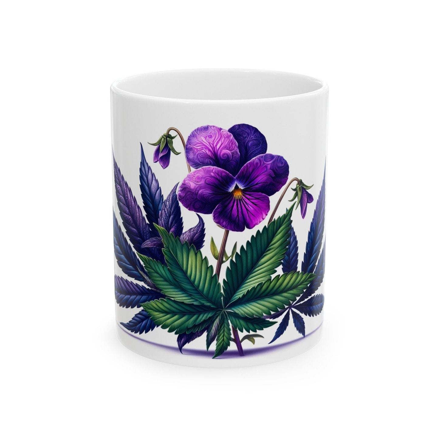 VIOLET WEED FLOWER - Weed Coffee Mugs (11oz) Perfect Gift for Smokers/ Marijuana Gift; Wake and Bake Mug - Cannabis Cup / Stoner Mug