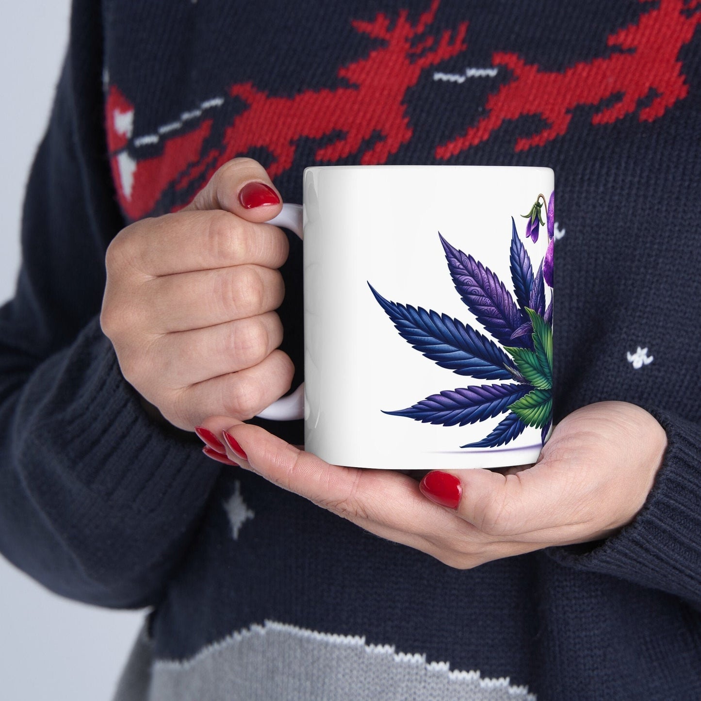 VIOLET WEED FLOWER - Weed Coffee Mugs (11oz) Perfect Gift for Smokers/ Marijuana Gift; Wake and Bake Mug - Cannabis Cup / Stoner Mug