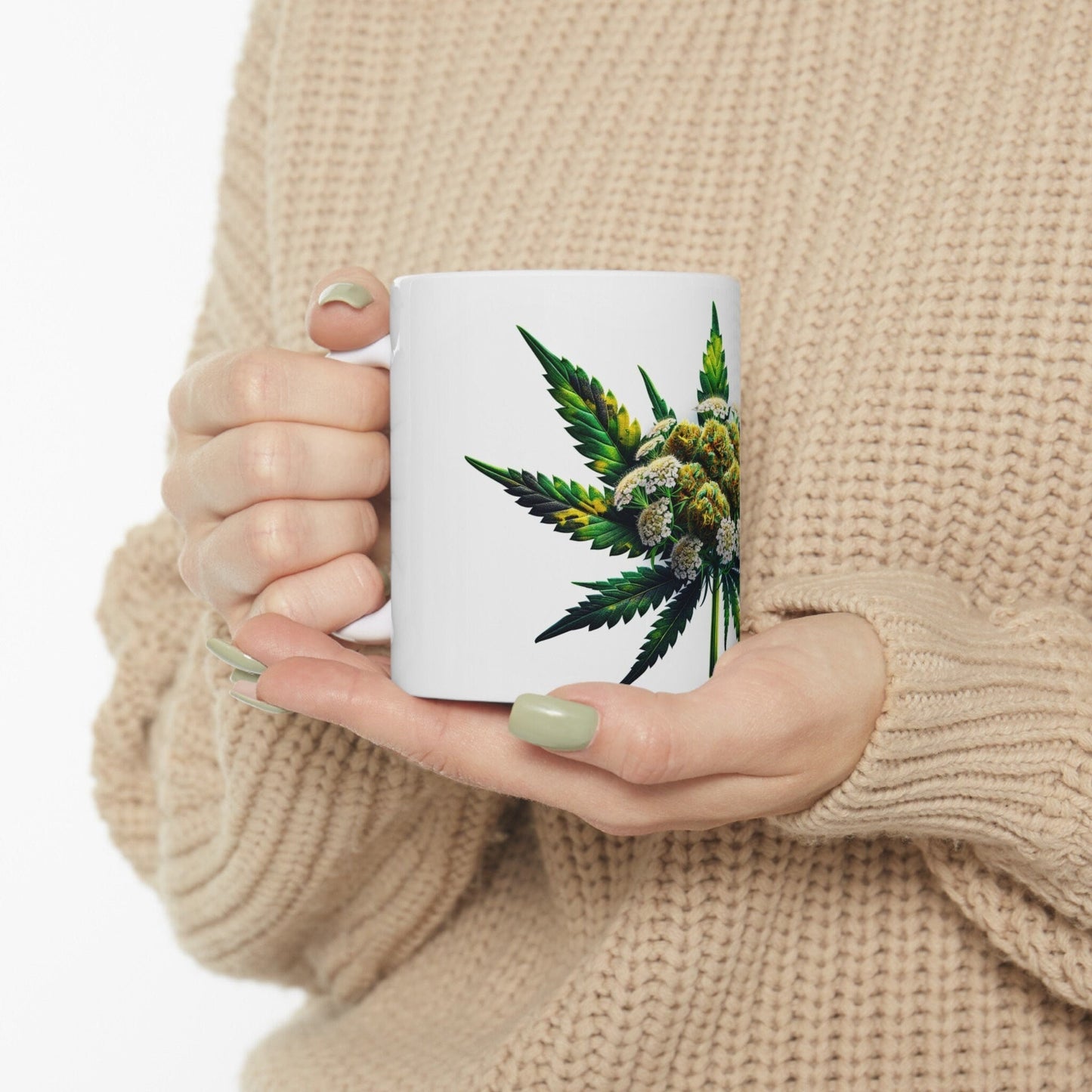 YARROW WEED FLOWER - Weed Coffee Mugs (11oz) Perfect Gift for Smokers/ Marijuana Gift; Wake and Bake Mug - Cannabis Cup / Stoner Mug
