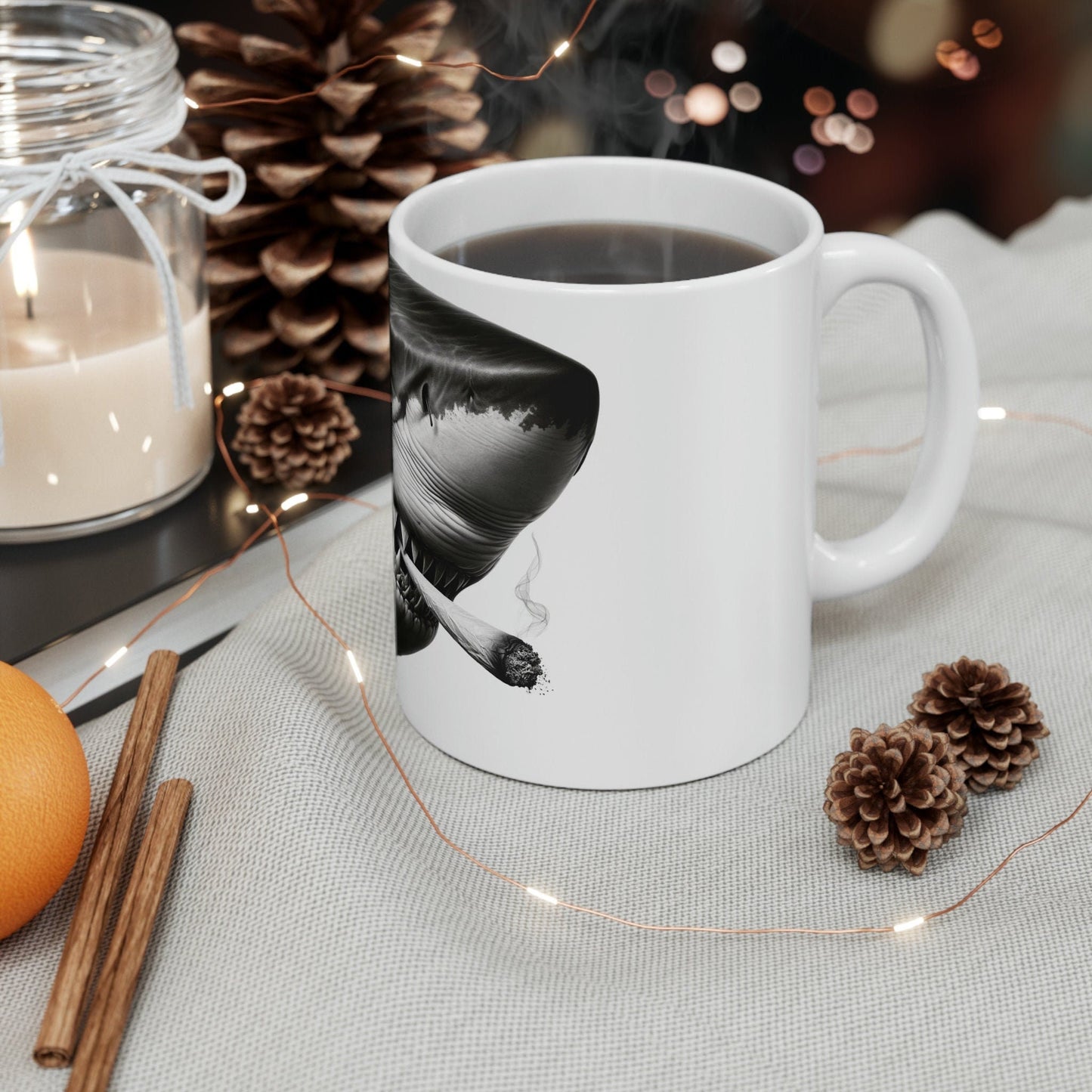SHARK - WEED Themed Coffee Mugs - Perfect Gift for Smokers, Stoners, Growers; Animal Lovers - Marijuana Mug for Wake and Bake