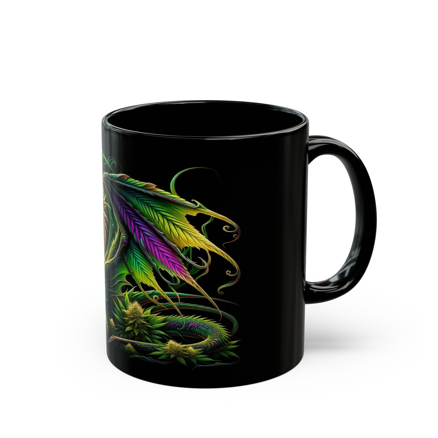 WEED DRAGON - Black Base Coffee Mugs - Perfect Gift for Smokers, Stoners, Growers; Wake and Bake Mug / Weed Mug / Stoner Mug