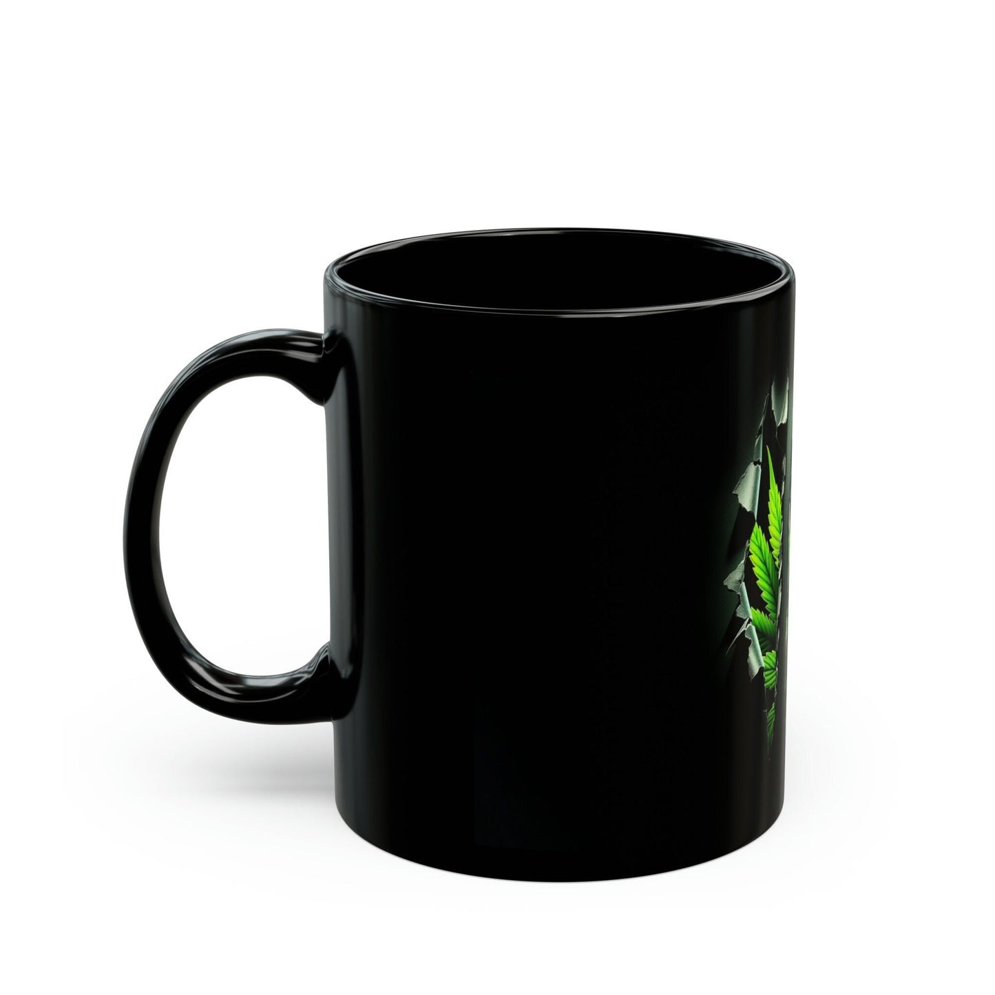 WEED SLASH - Black Base Coffee Mugs - Perfect Gift for Smokers, Stoners, Growers; Wake and Bake Mug / Weed Mug / Cannabis Cup