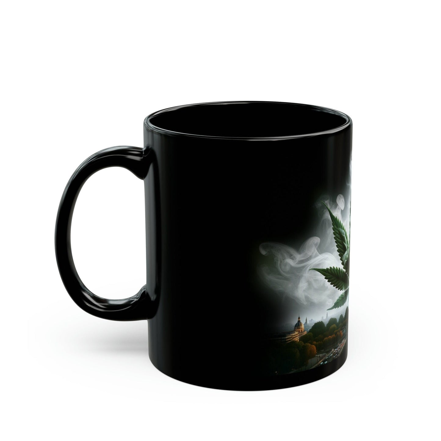 WEED PARIS - Black Base Coffee Mugs - Perfect Gift for Smokers, Stoners, Marijuana Lovers, Growers; WEED Mug / Stoner Mug