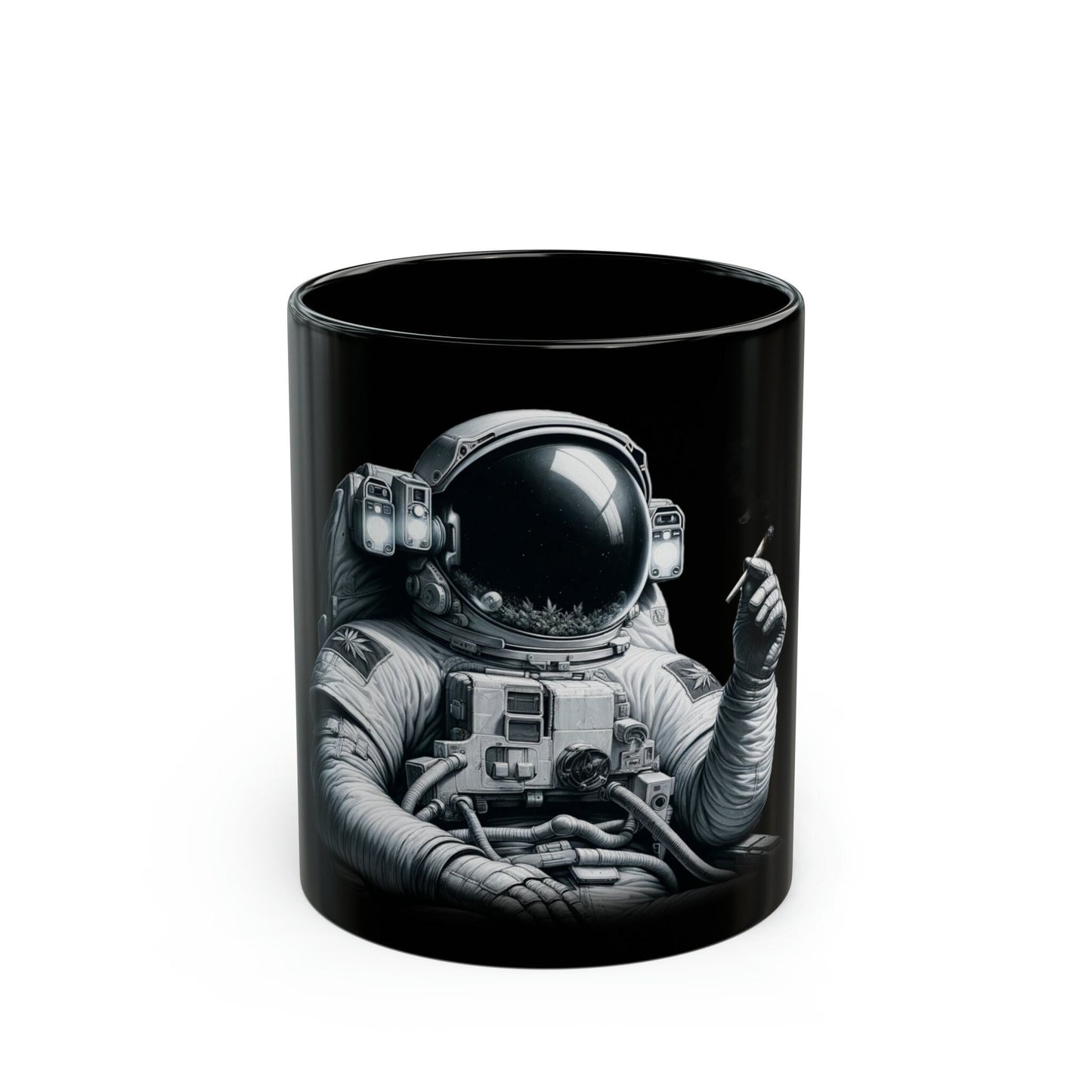 STONER ASTRONAUT - Black Base Coffee Mugs - Perfect Gift for Smokers, Stoners, Marijuana Lovers, Growers; WEED Mug / Stoner Mug