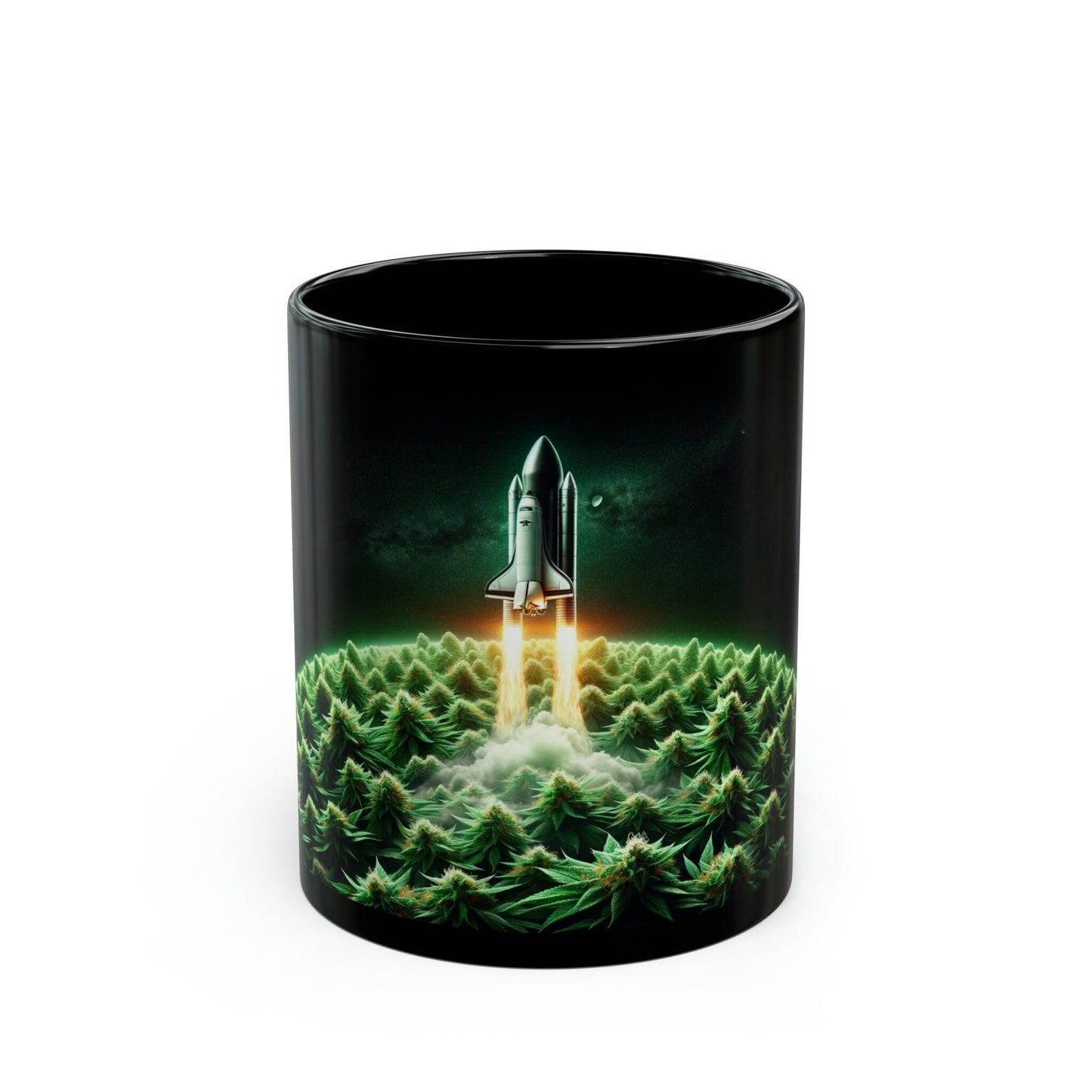 WEED PLANET - Black Base Coffee Mugs - Perfect Gift for Smokers, Stoners, Marijuana Lovers, Growers; Weed Mug / Space Mug