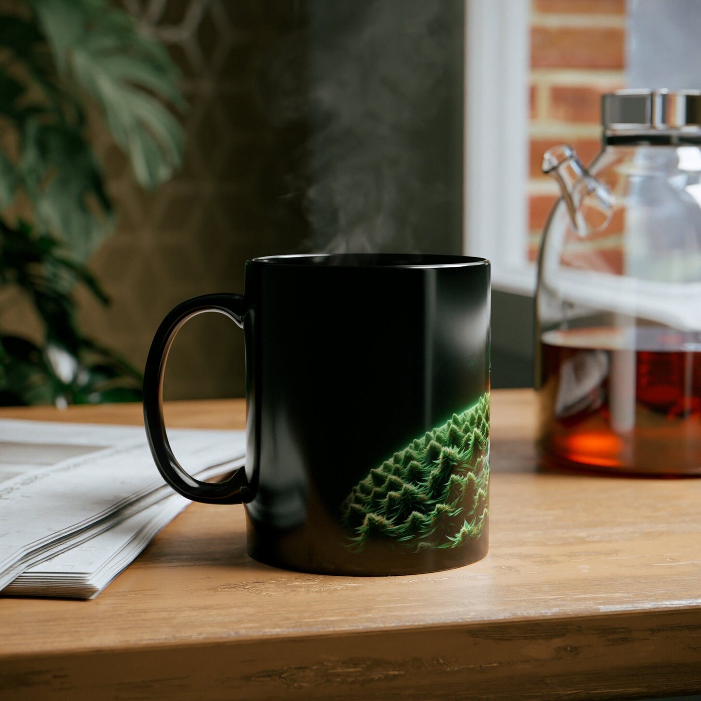 WEED PLANET - Black Base Coffee Mugs - Perfect Gift for Smokers, Stoners, Marijuana Lovers, Growers; Weed Mug / Space Mug