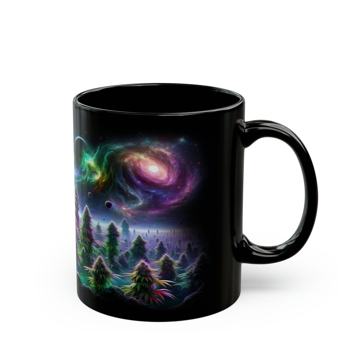 SPACE WEED - BLACK Themed Coffee Mugs - Perfect Gift for Smokers, Stoners, Marijuana Lovers, Growers; Weed Mug / Space Mug for Stoners